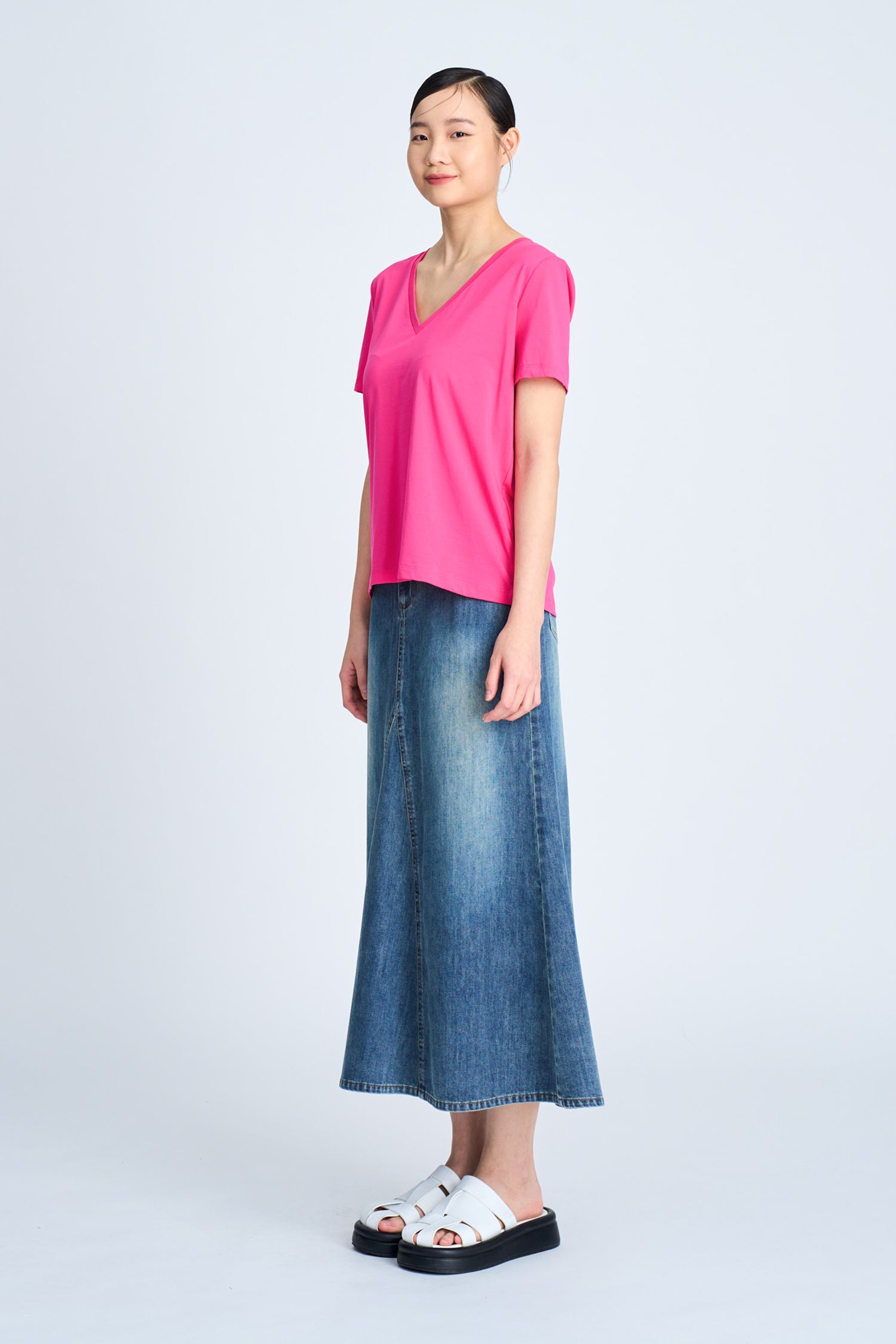 V-Neck Tee - Hot Pink
