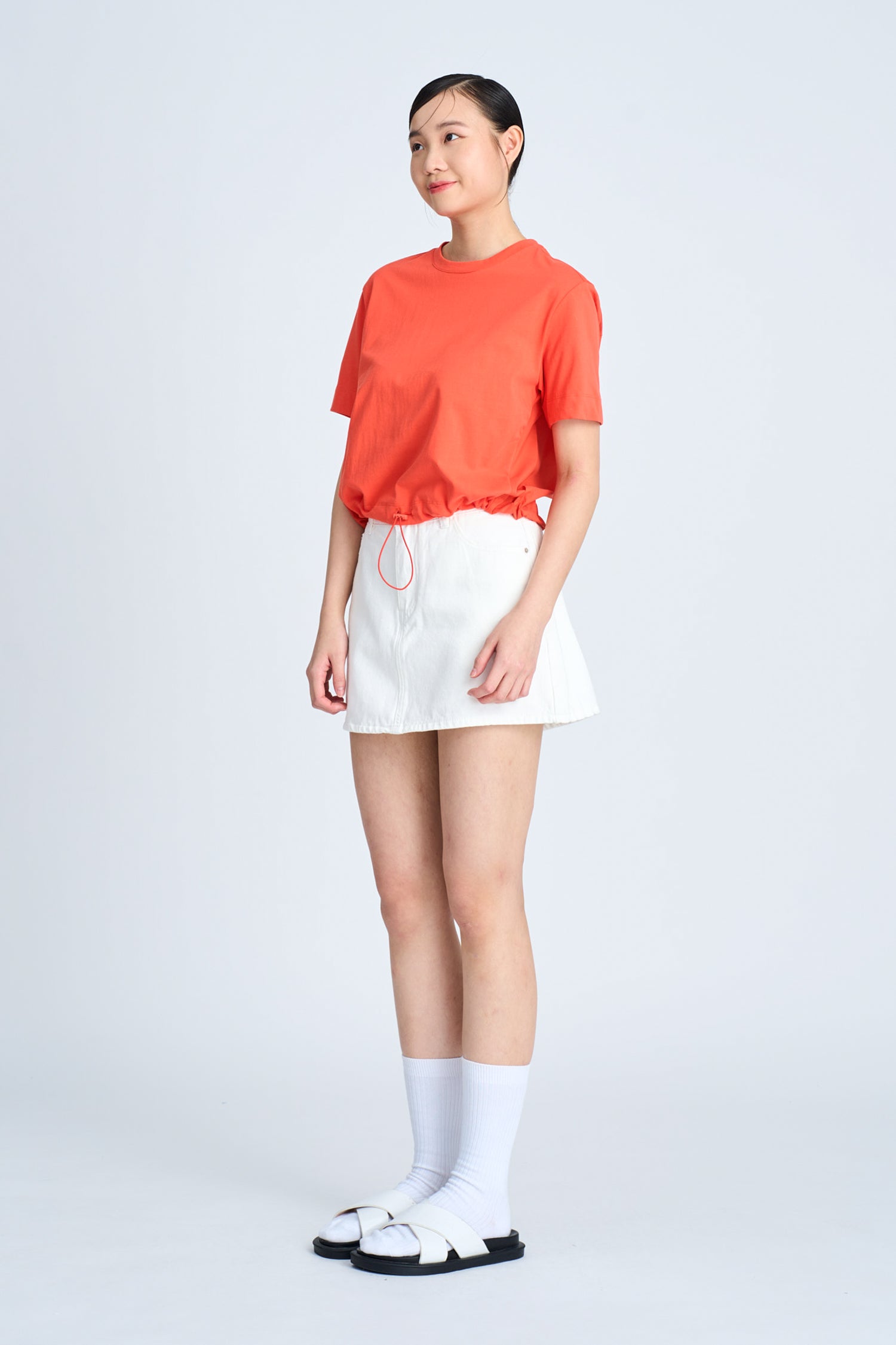 Short Sleeve Drawcord Tee - Vermillion