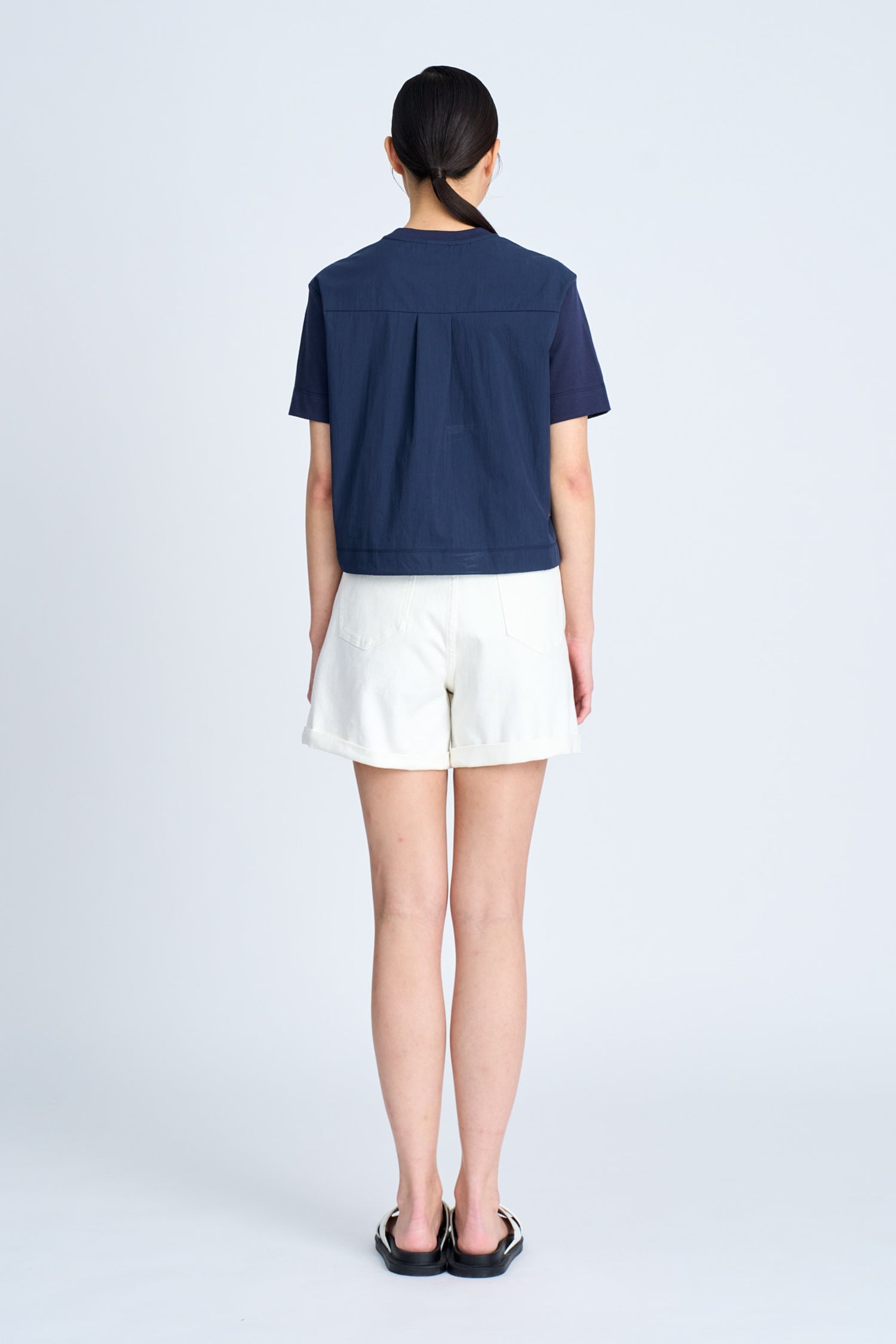 Short Sleeve Drawcord Tee - Navy