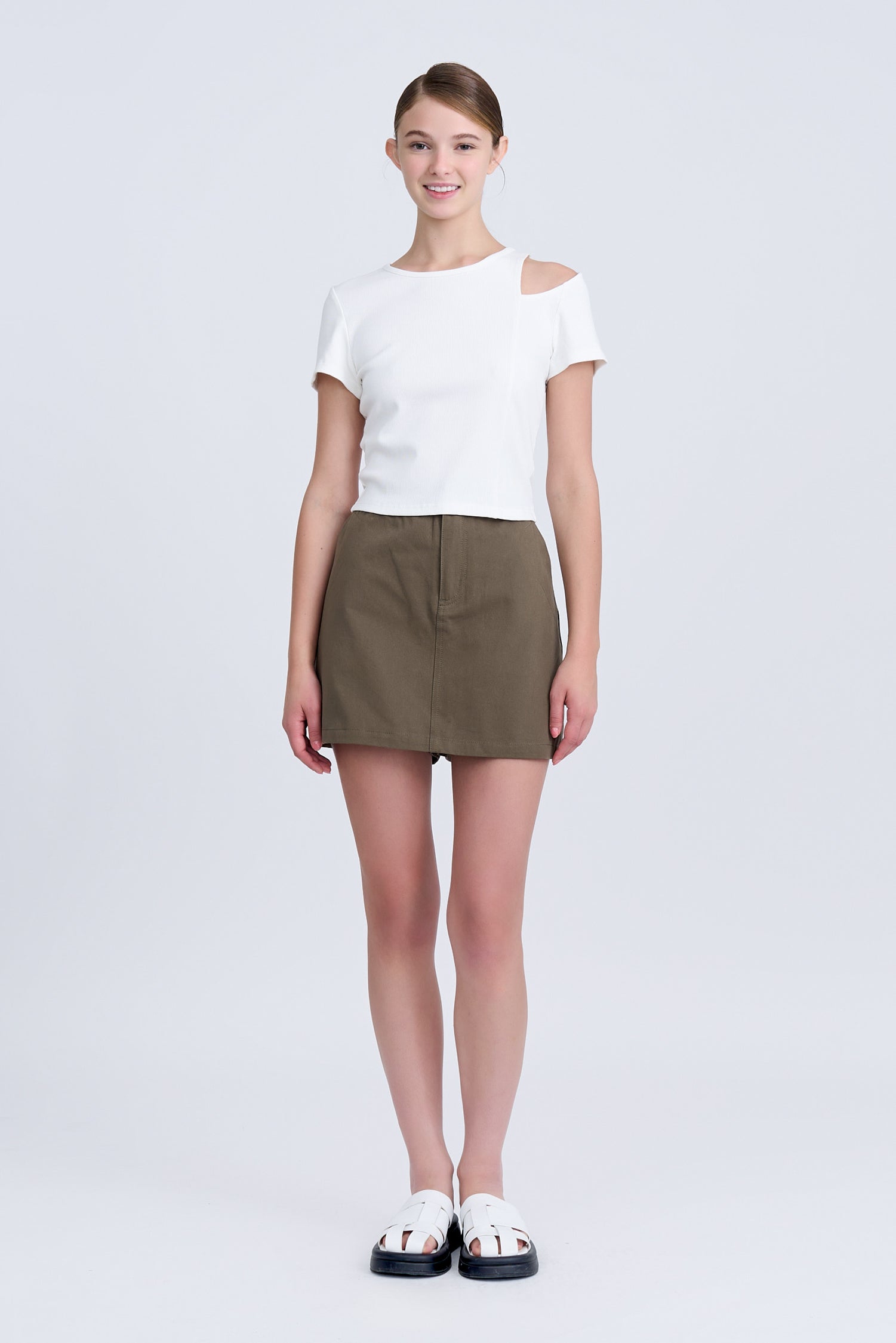 Shoulder Cut-Out Tee - Cream [AT]