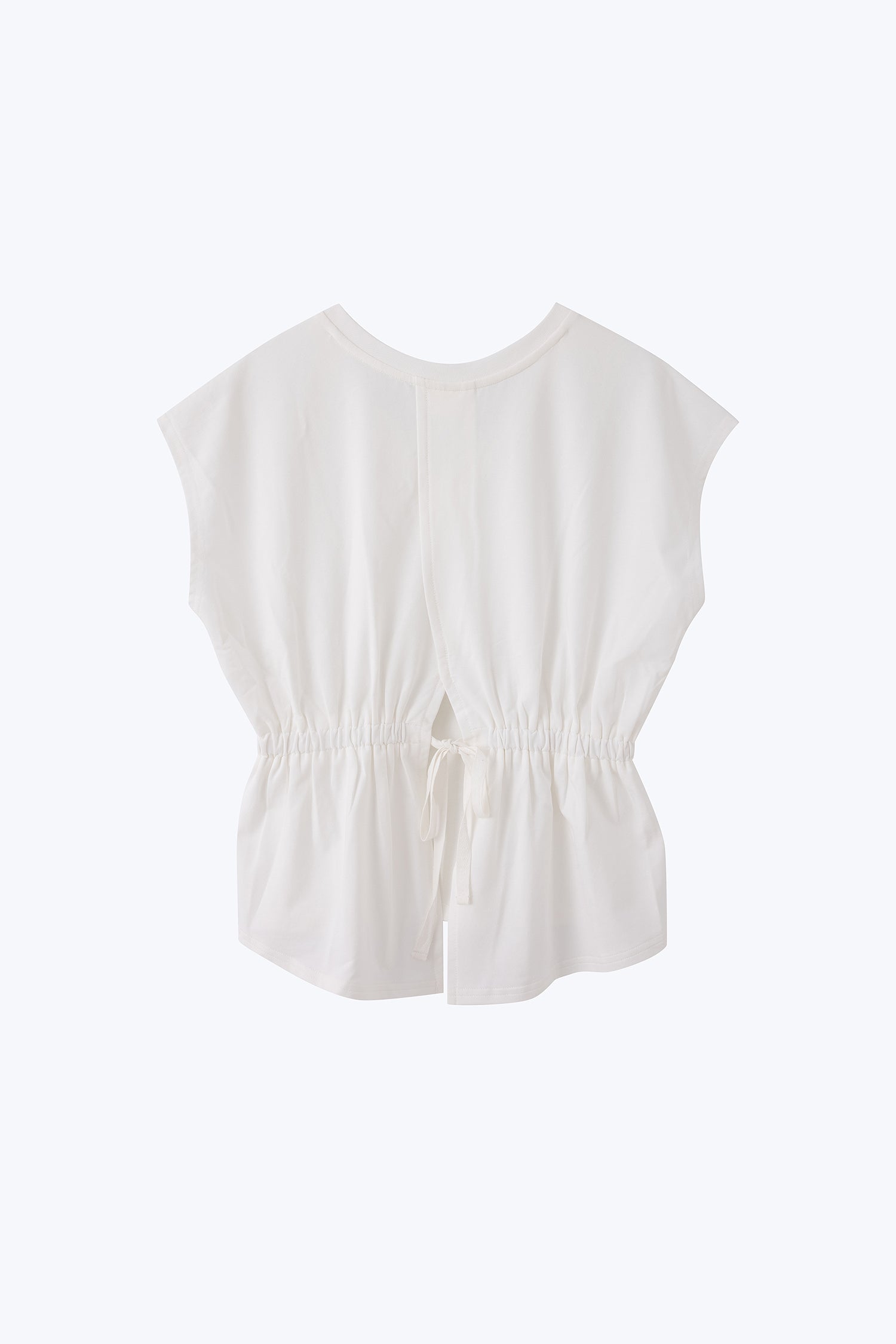 Elasticated Waist V-Neck Tee - Cream