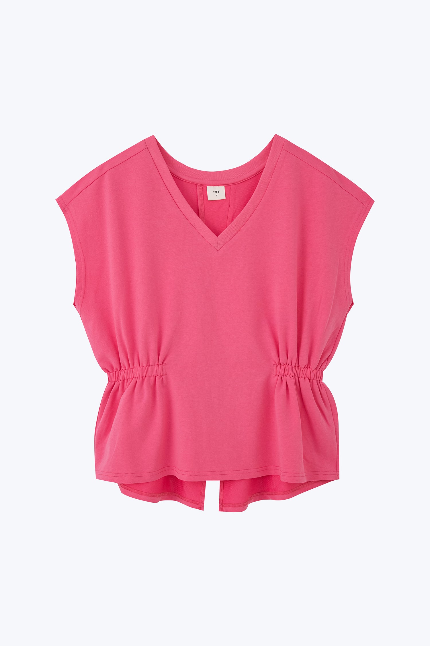 Elasticated Waist V-Neck Tee - Pink [AT]