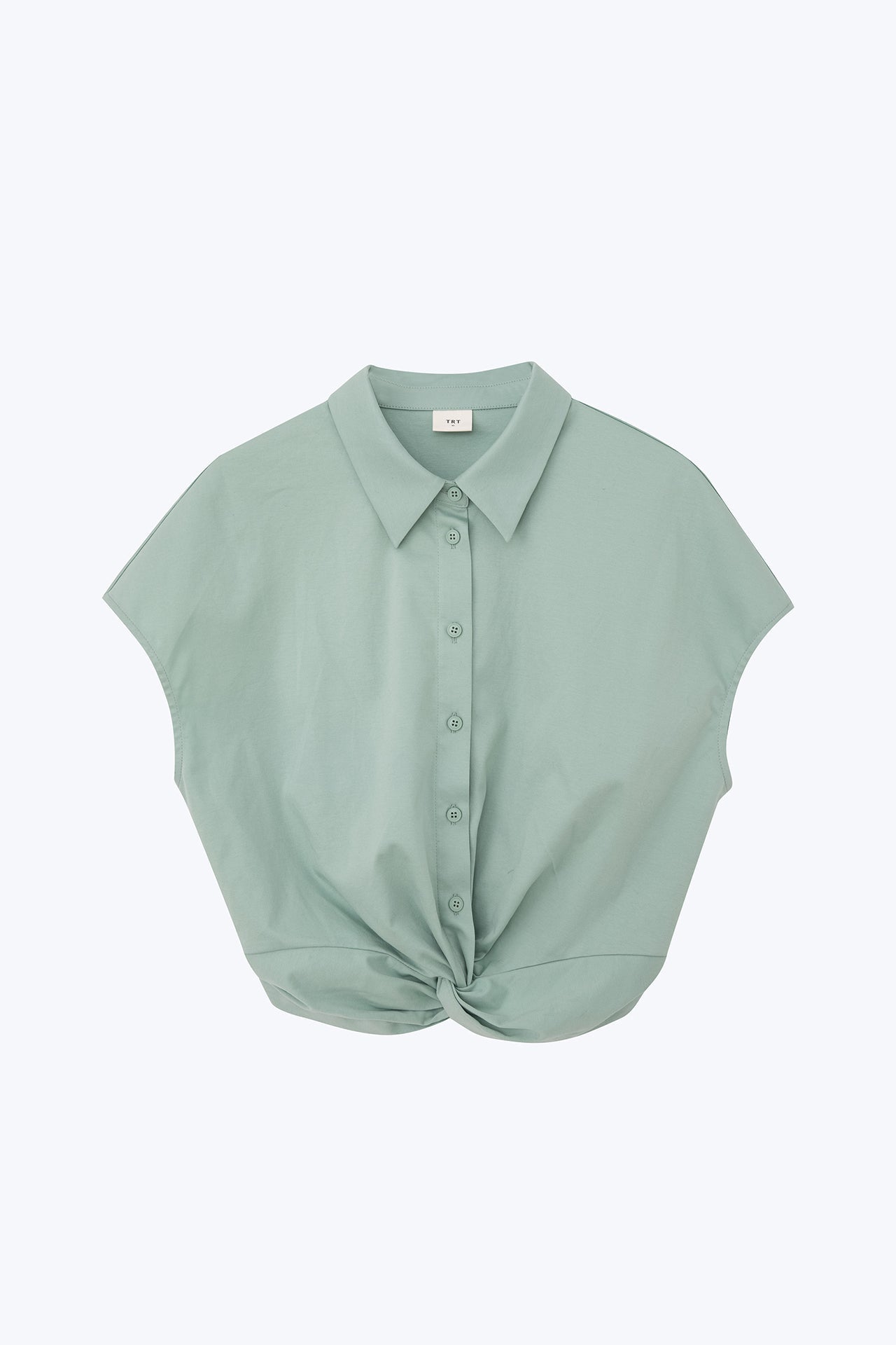 Front Twist Knot Blouse - Ice Green