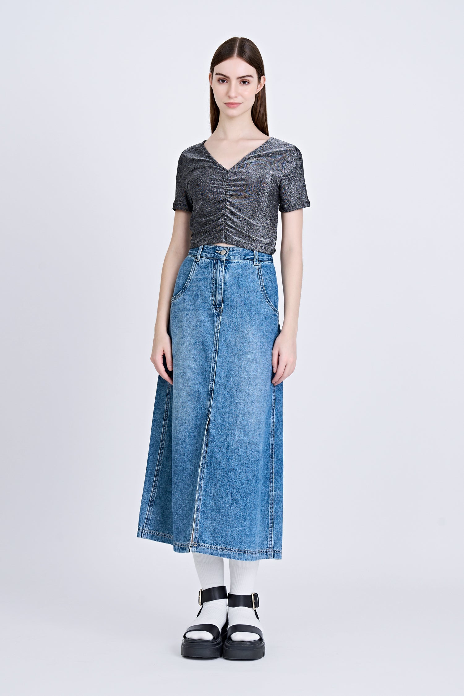 Shimmer Ruche Tee - Shimmer Black [AT]