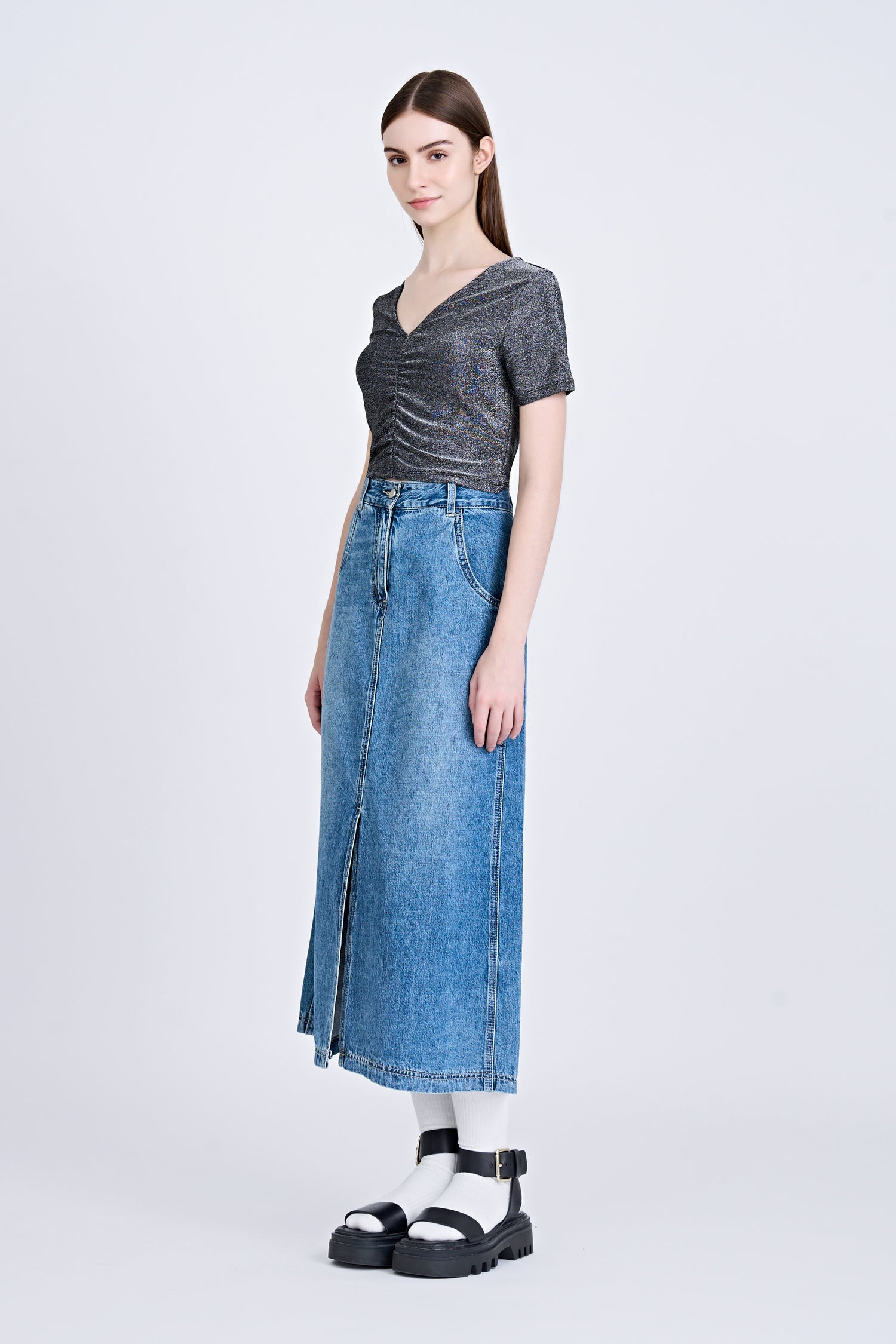 Shimmer Ruche Tee - Shimmer Black [AT]