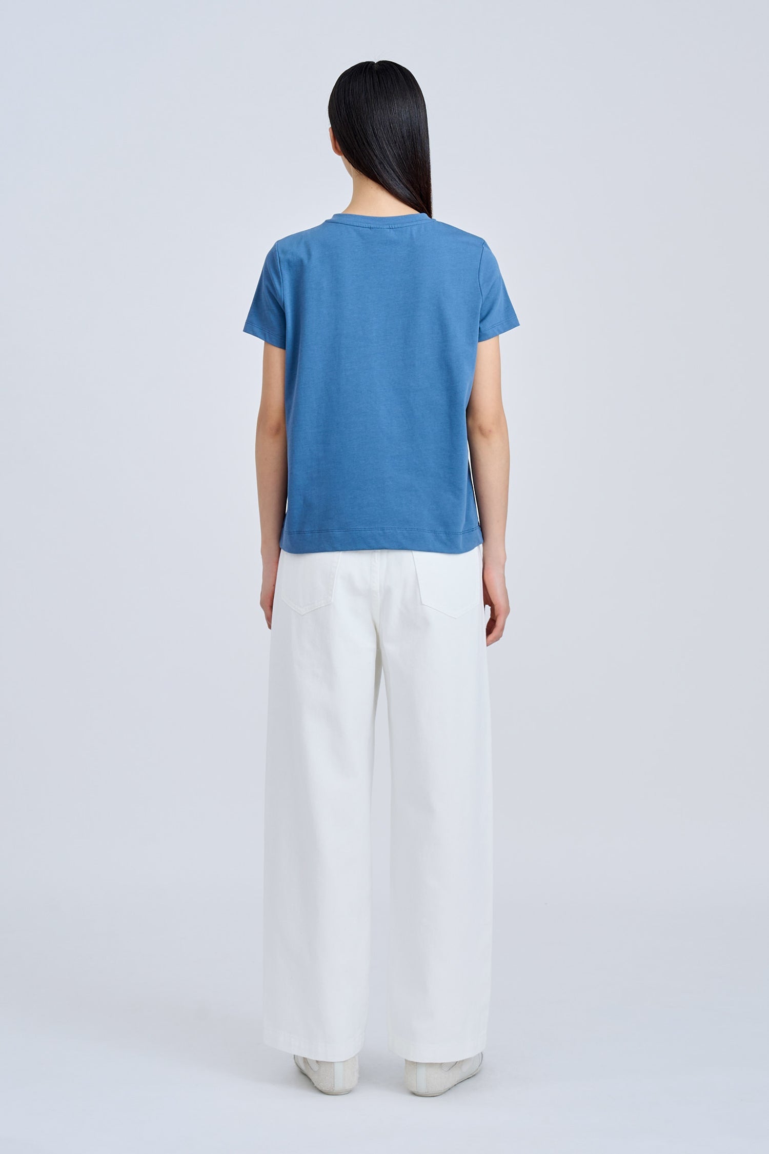 Mandarin Button Knot Tee - Denim Blue [AT]