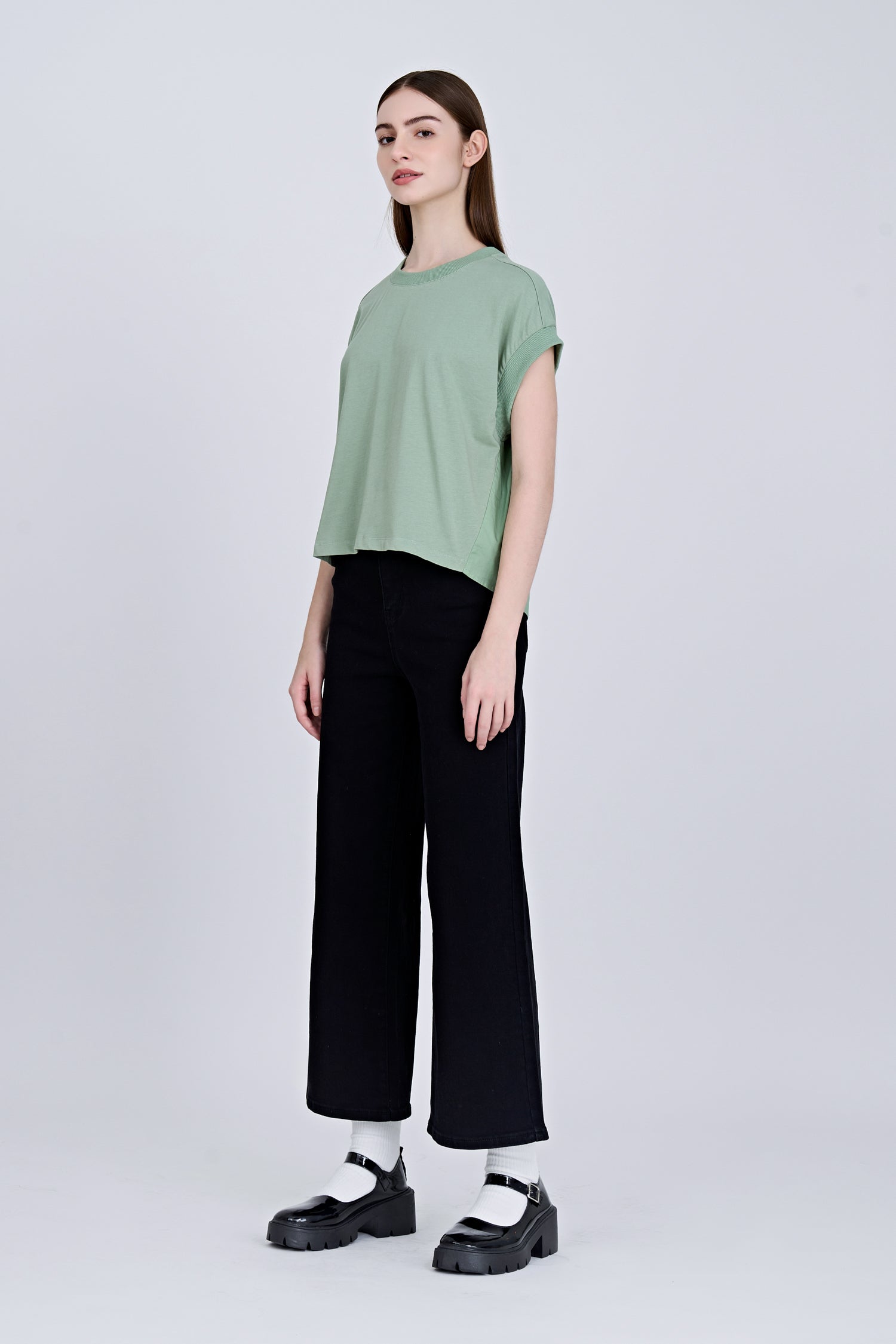 Ribbed Collar Tee - Pistachio [AT]