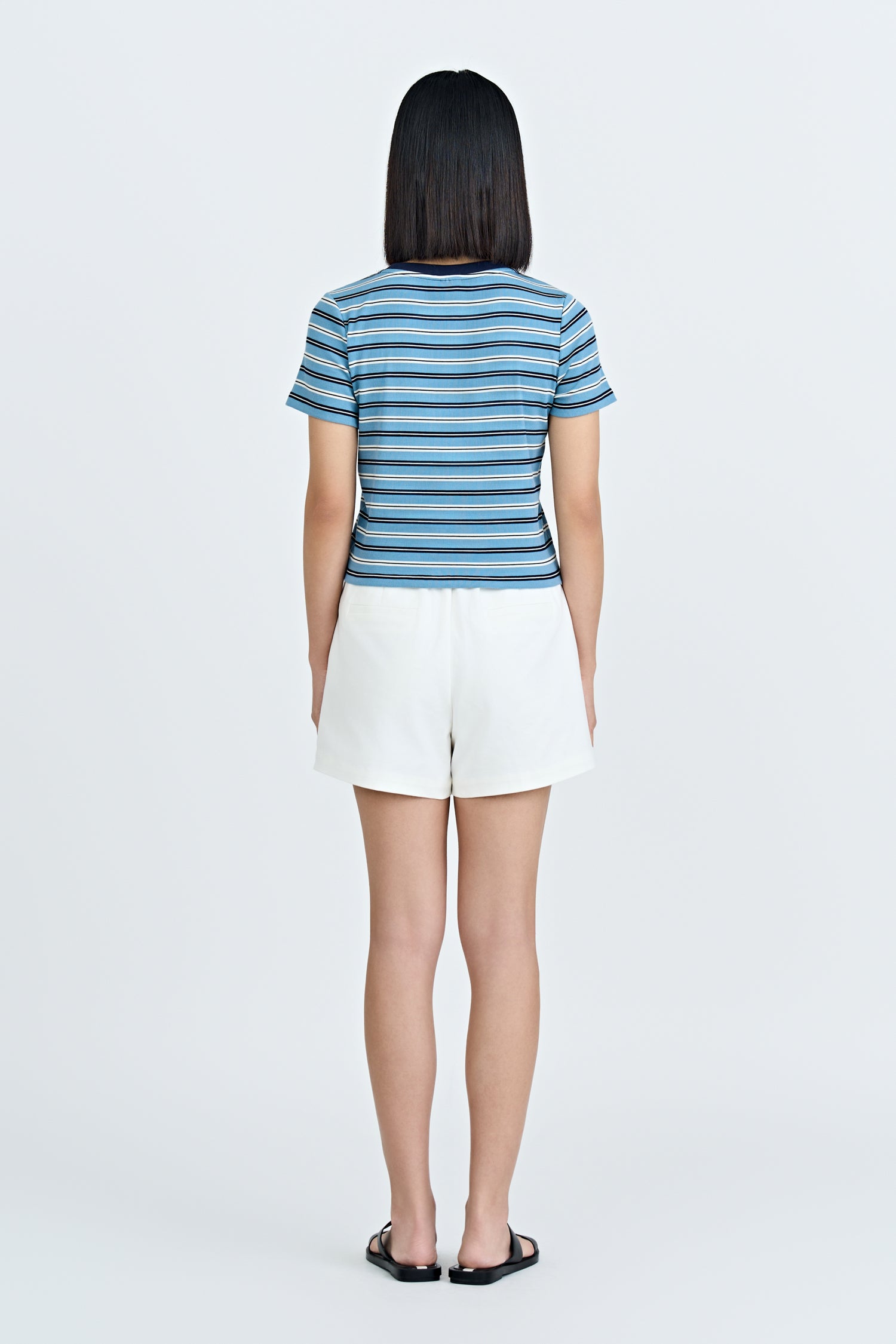 Striped Cropped Tee - Stripes Blue