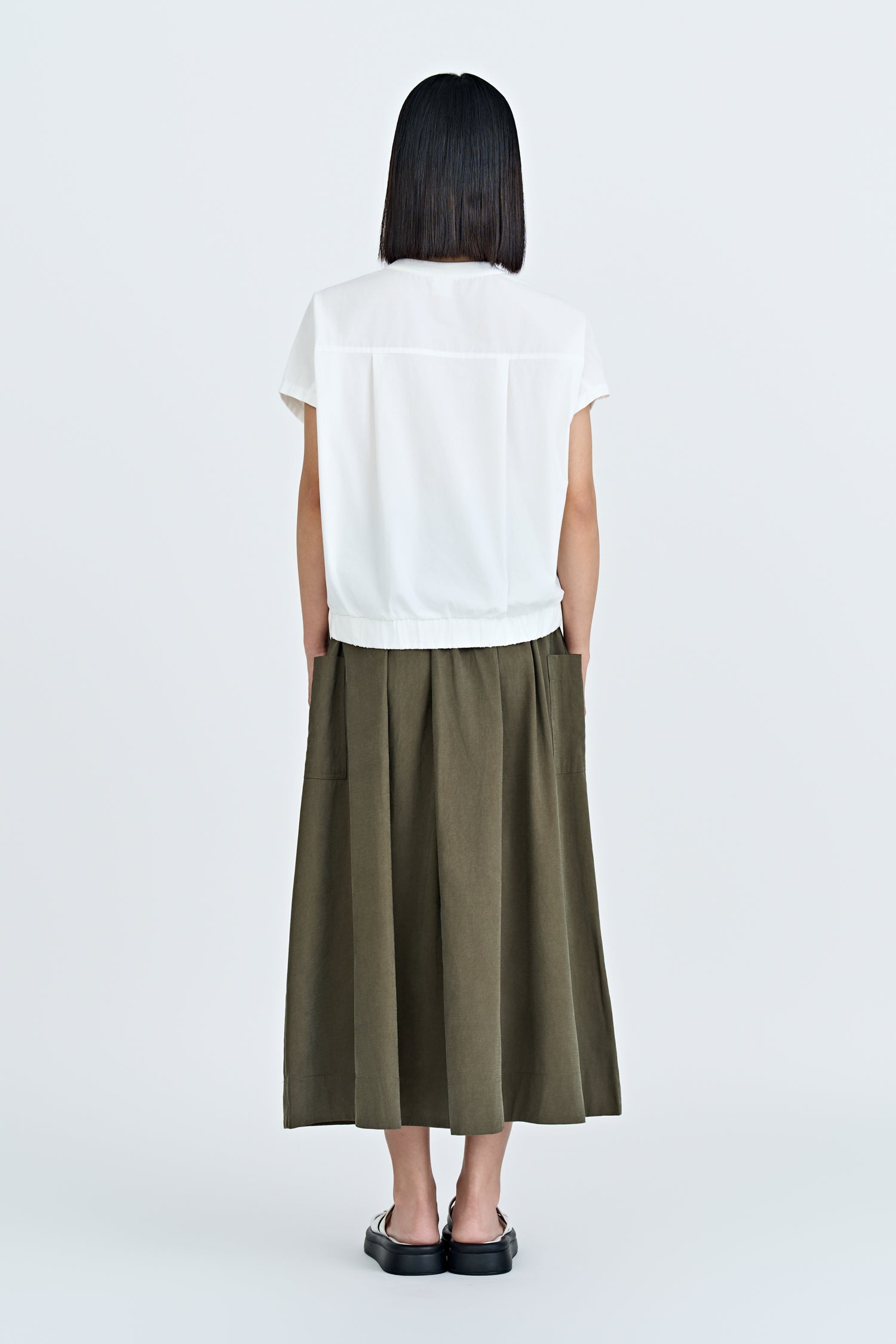Elasticised Hem Tee - Cream