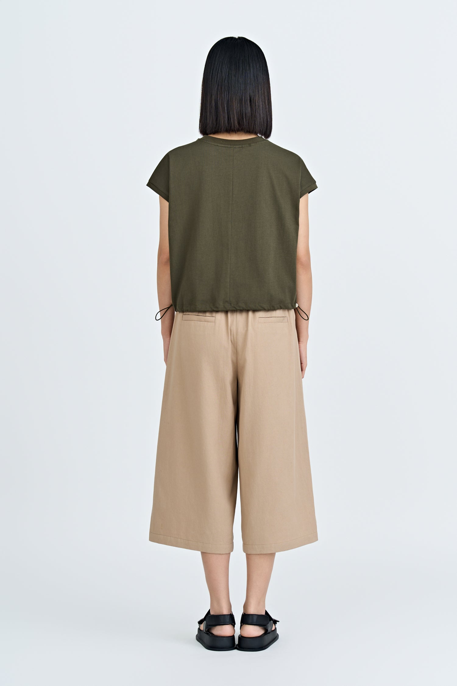 Drawcord Hem Tee - Army Green