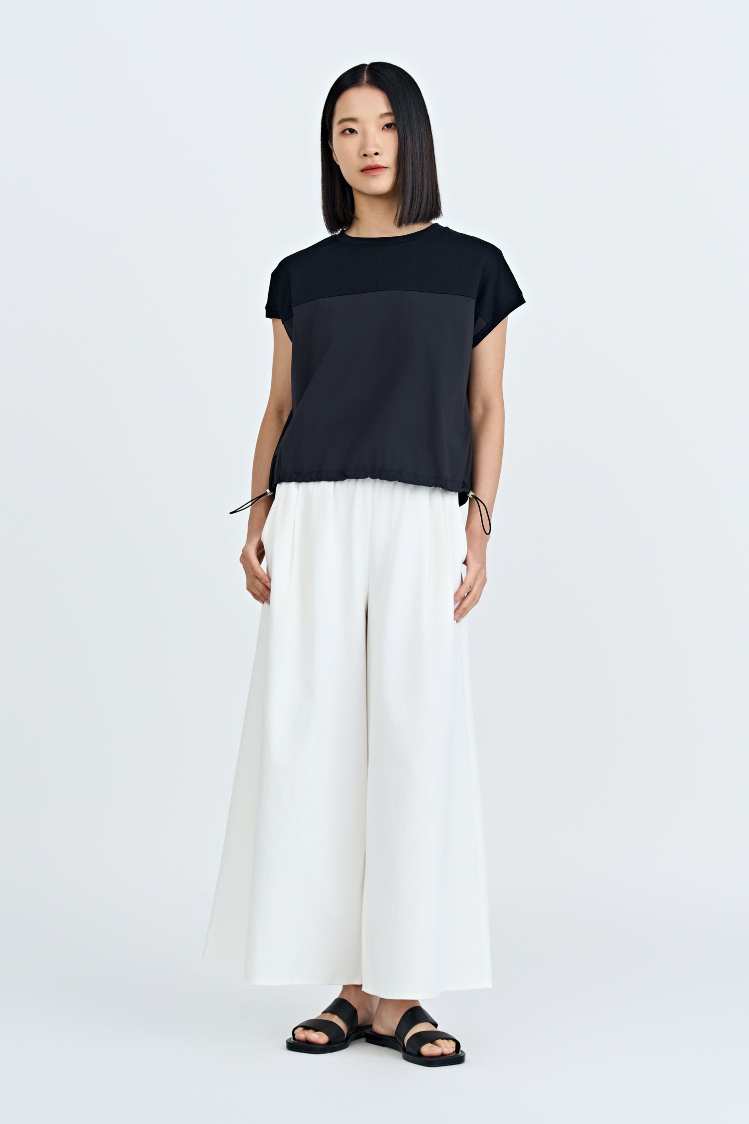 Drawcord Hem Tee - Black