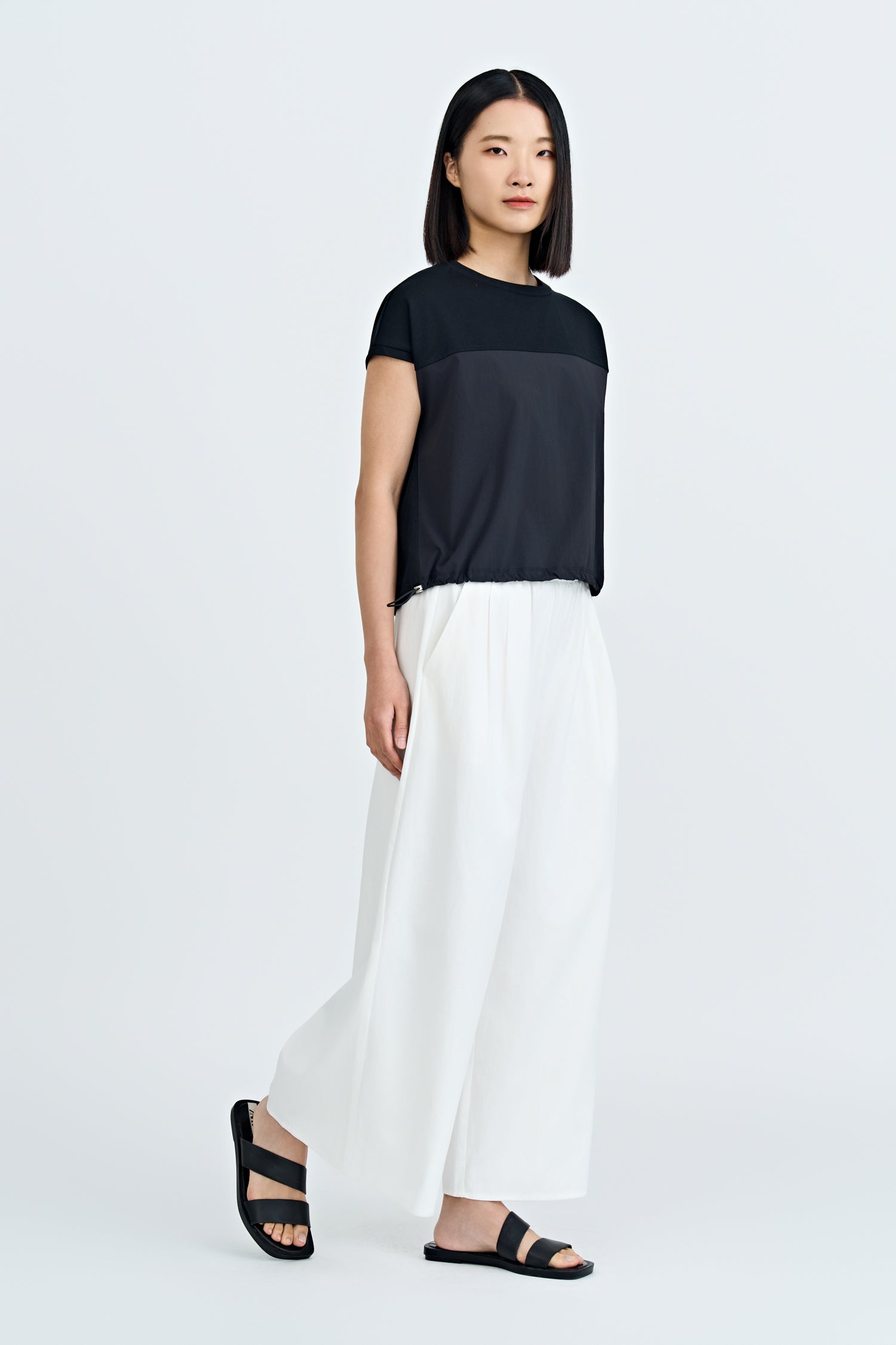 Drawcord Hem Tee - Black
