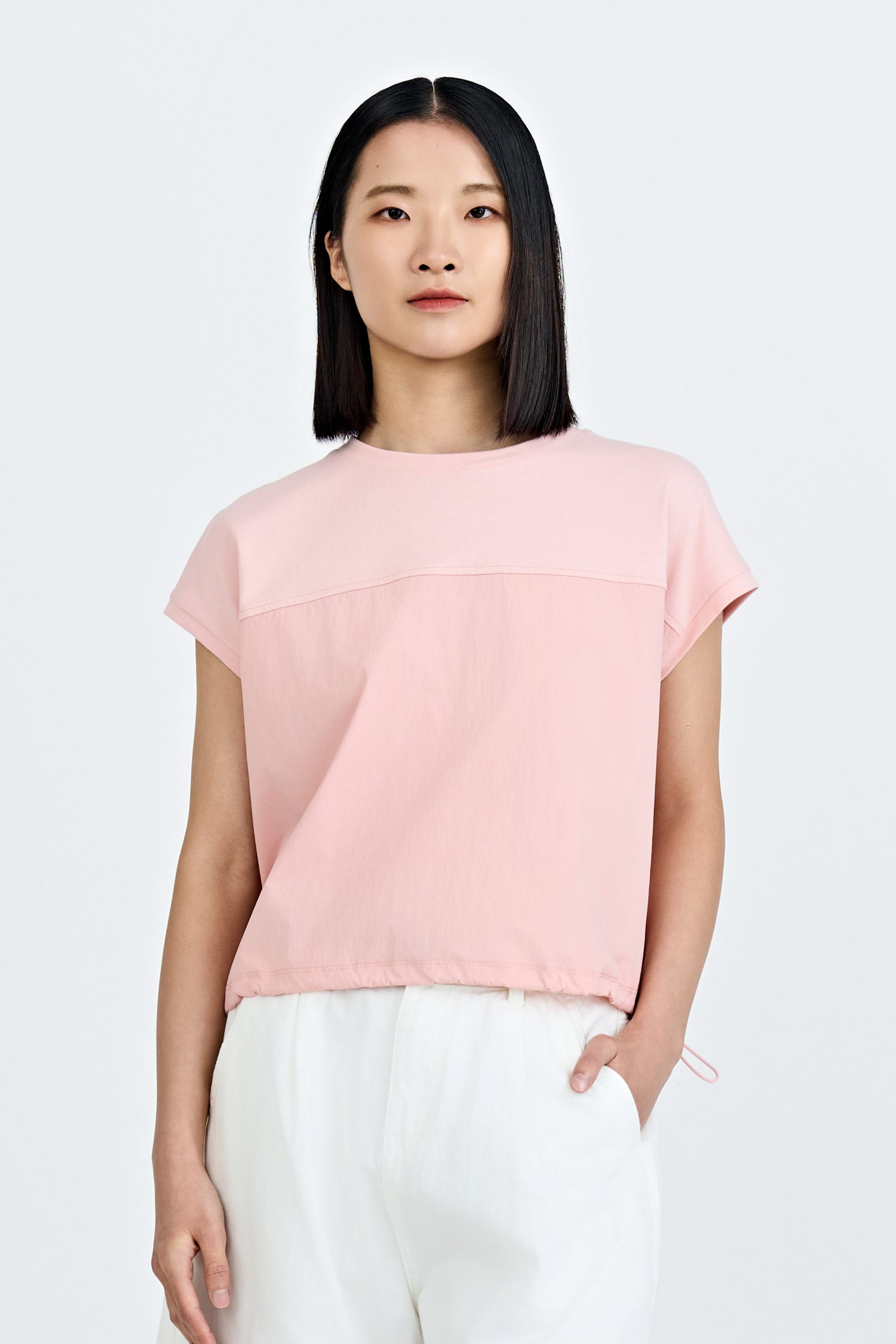 Drawcord Hem Tee - Blush
