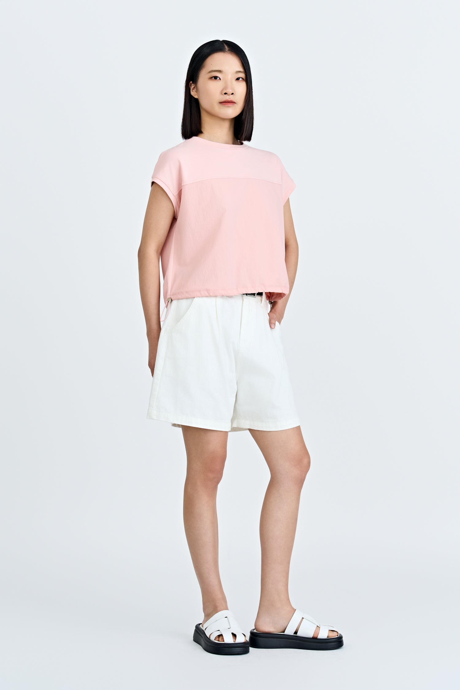 Drawcord Hem Tee - Blush