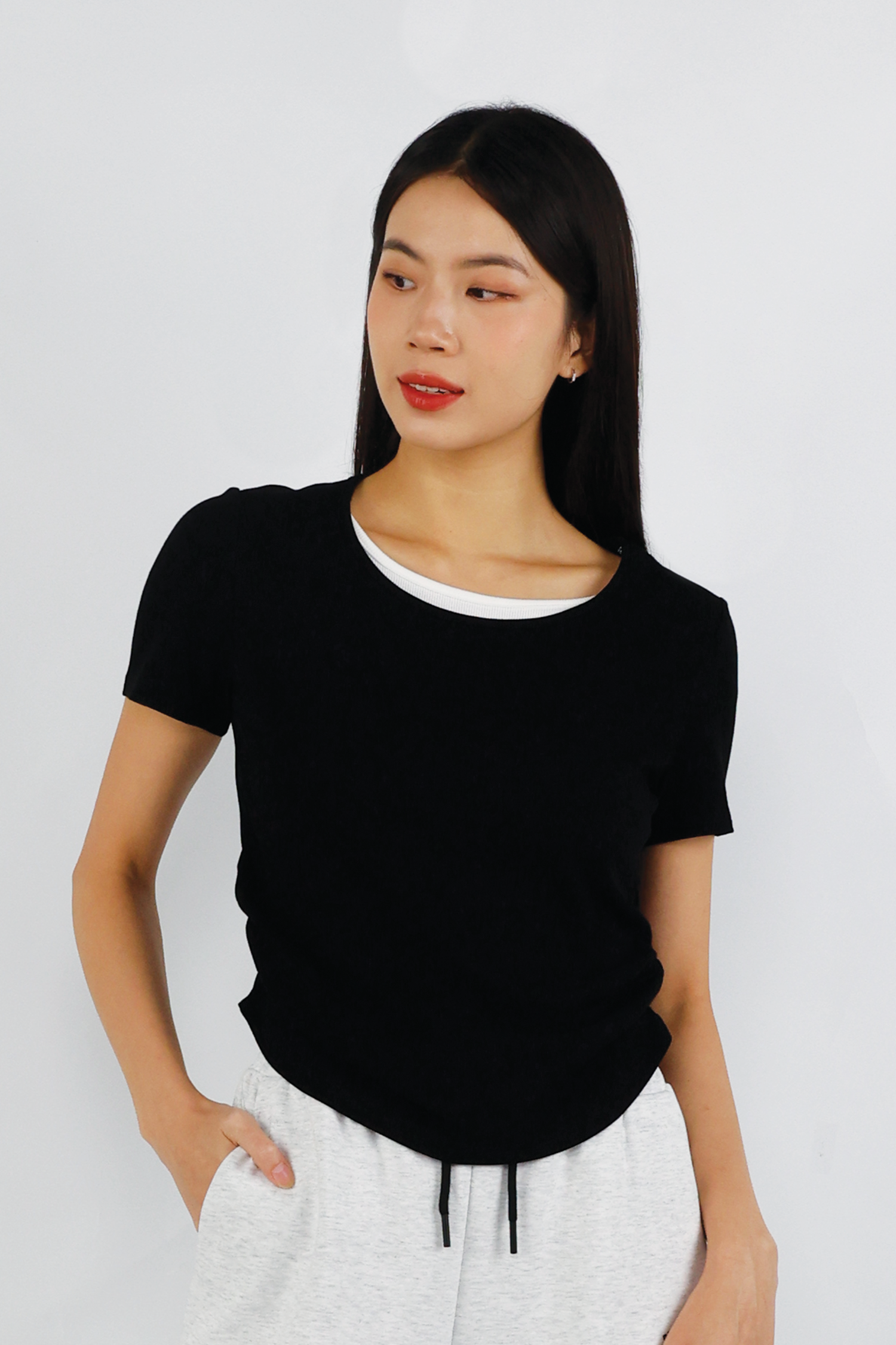 Double Collar Tee - Black