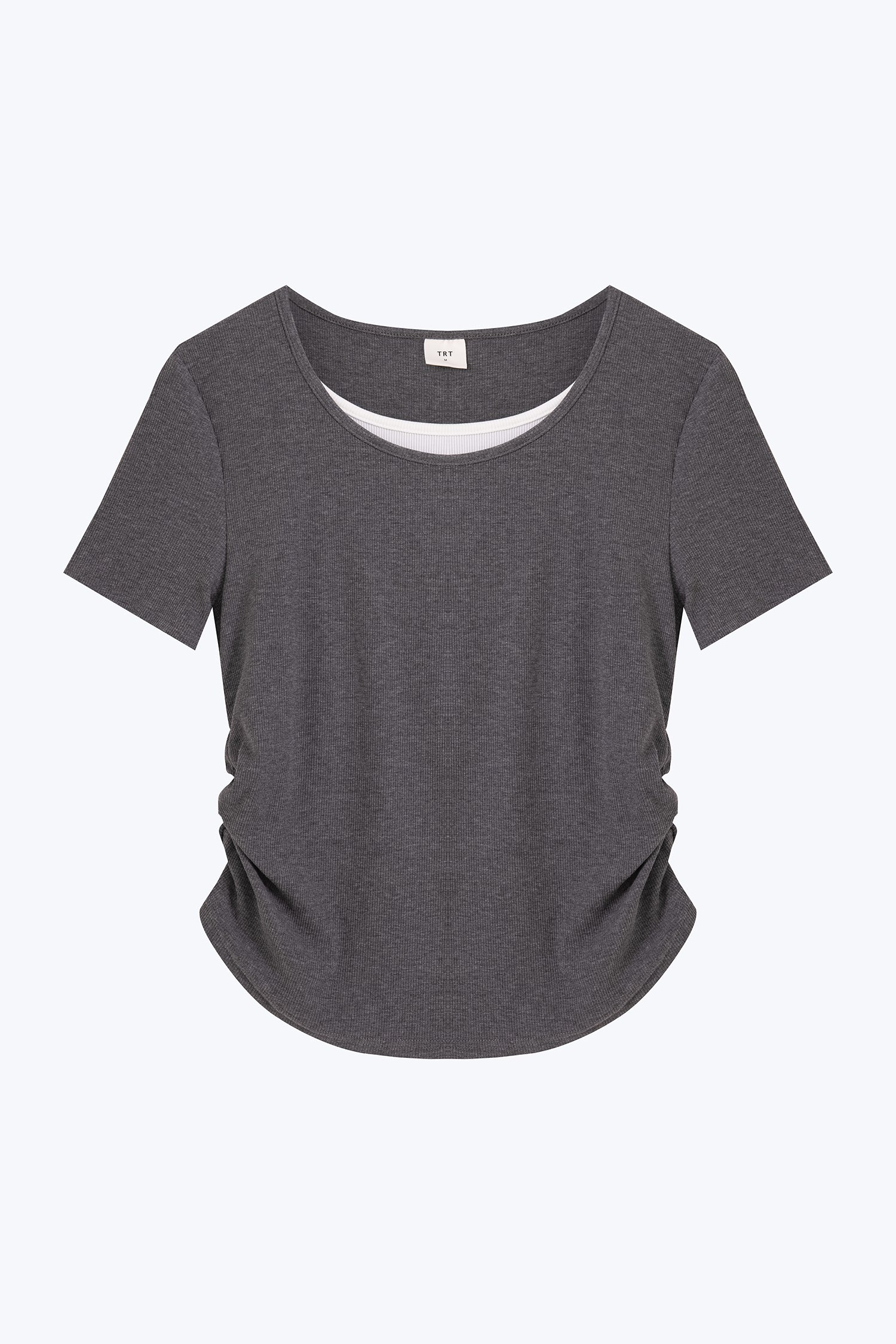 Double Collar Tee - Melange Grey