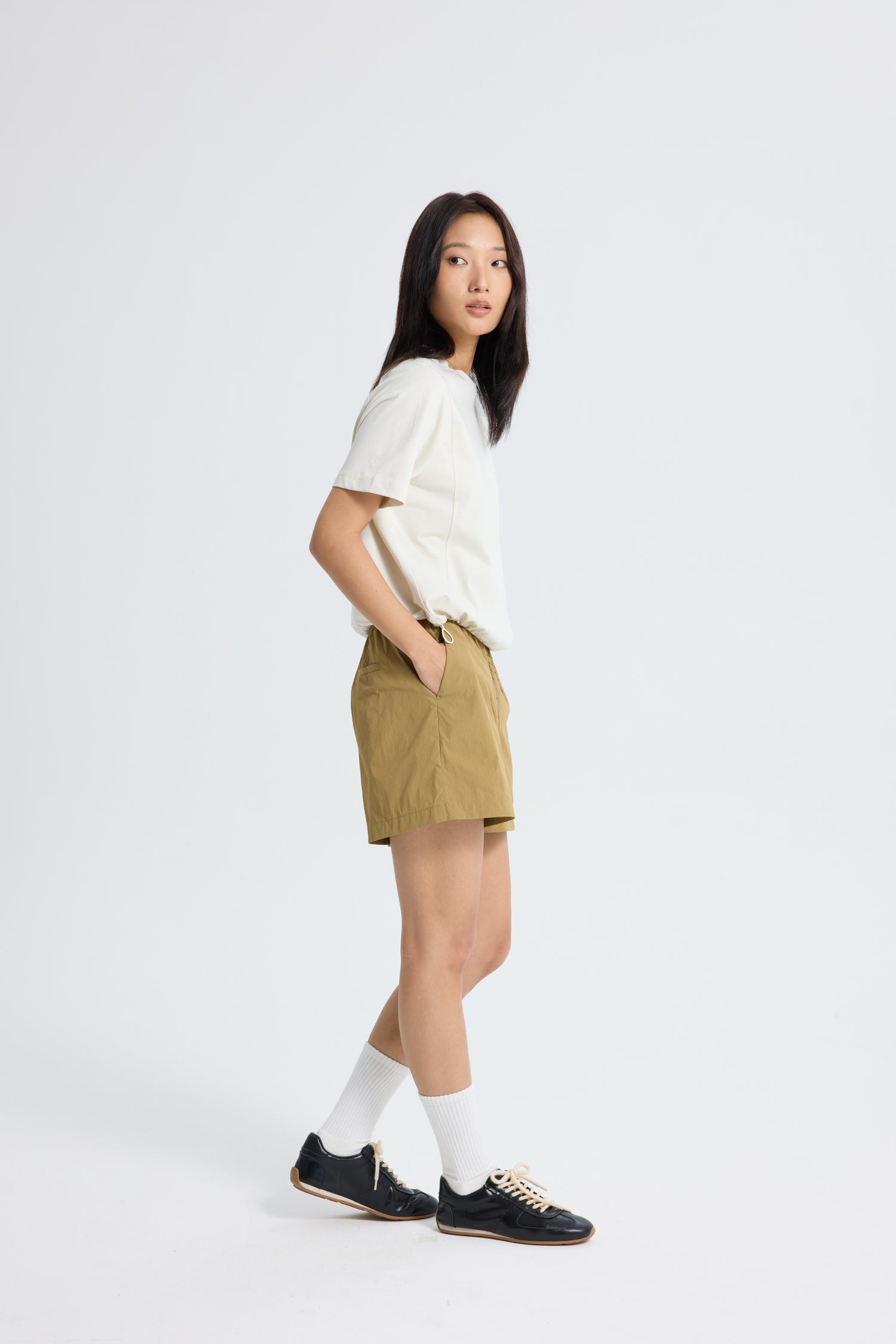 Drawcord Hem Tee - Ecru