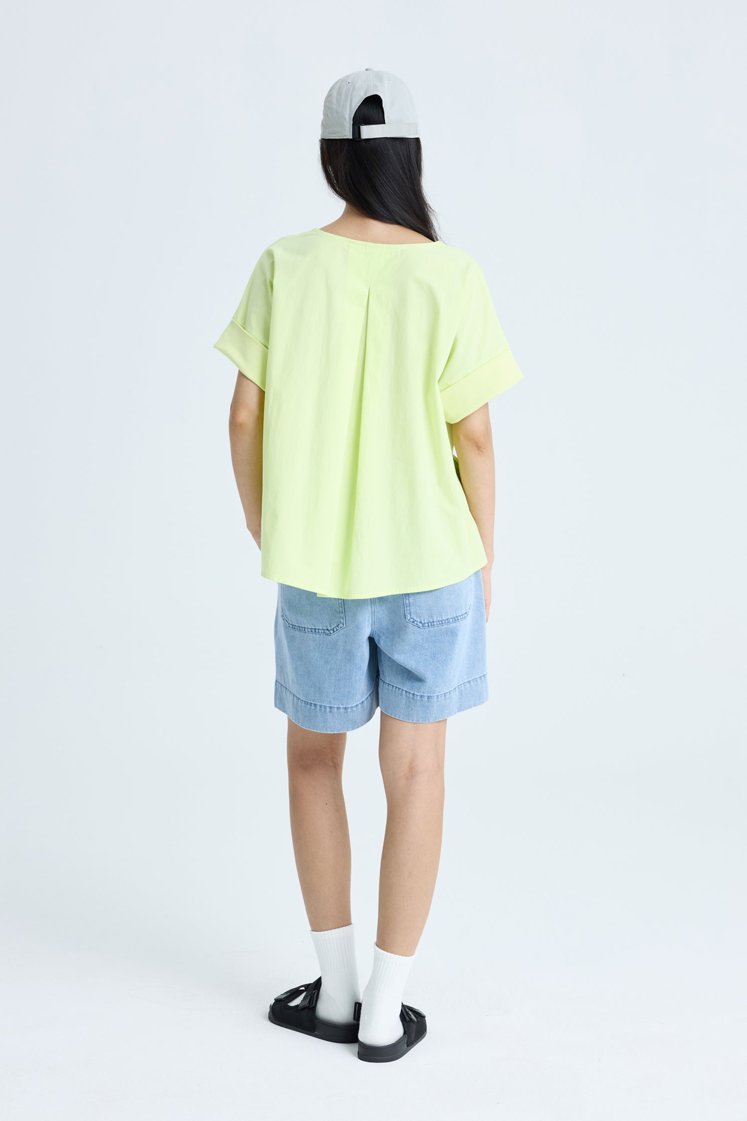 Back Pleat Tee - Chartreuse