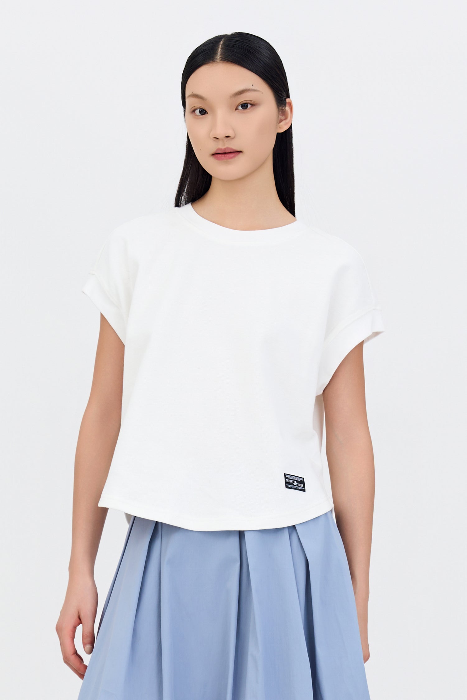 Ribbed Cuff Tee - Cream