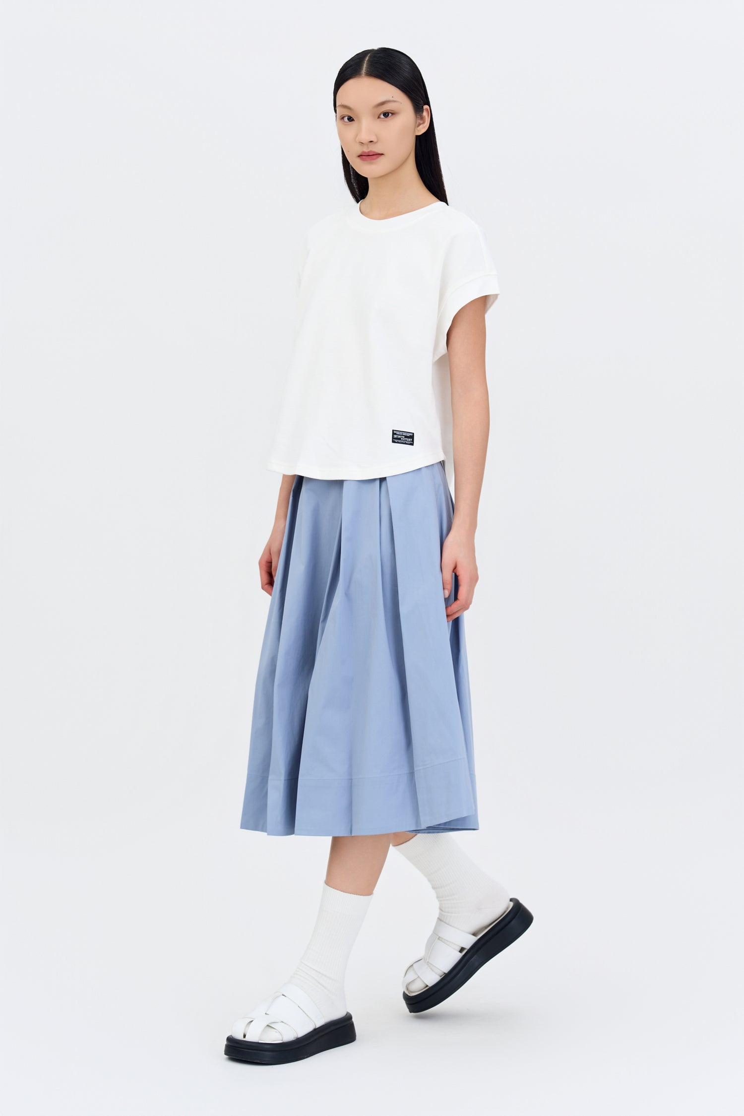 Ribbed Cuff Tee - Cream