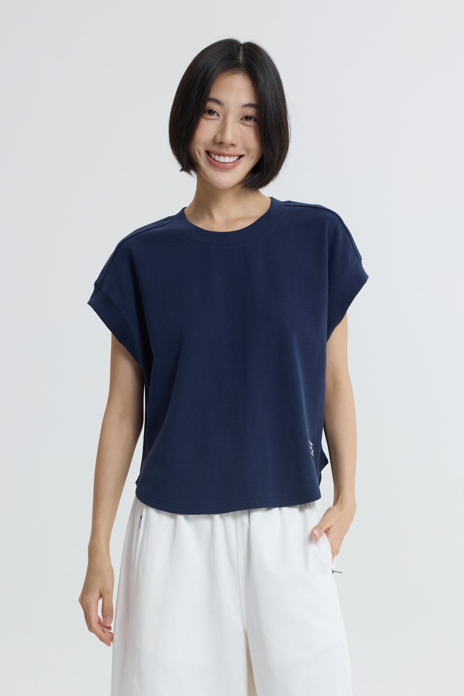 Ribbed Cuff Tee - Navy