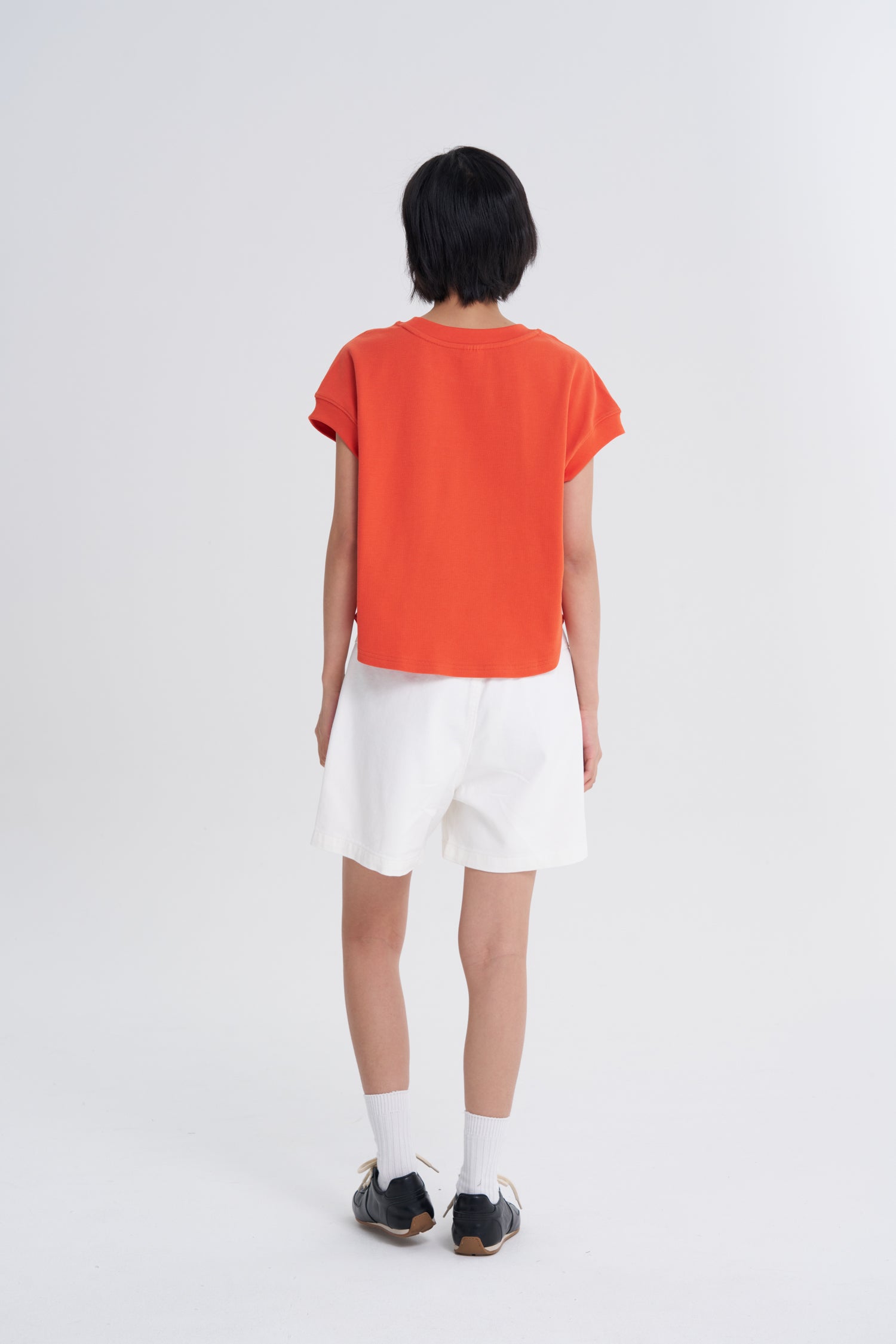 Ribbed Cuff Tee - Vermillion