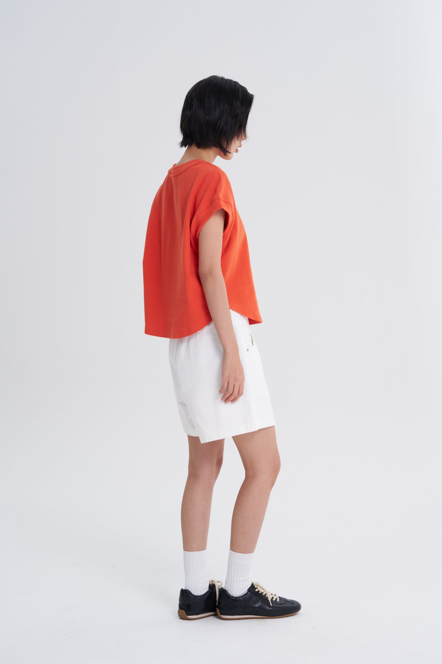 Ribbed Cuff Tee - Vermillion