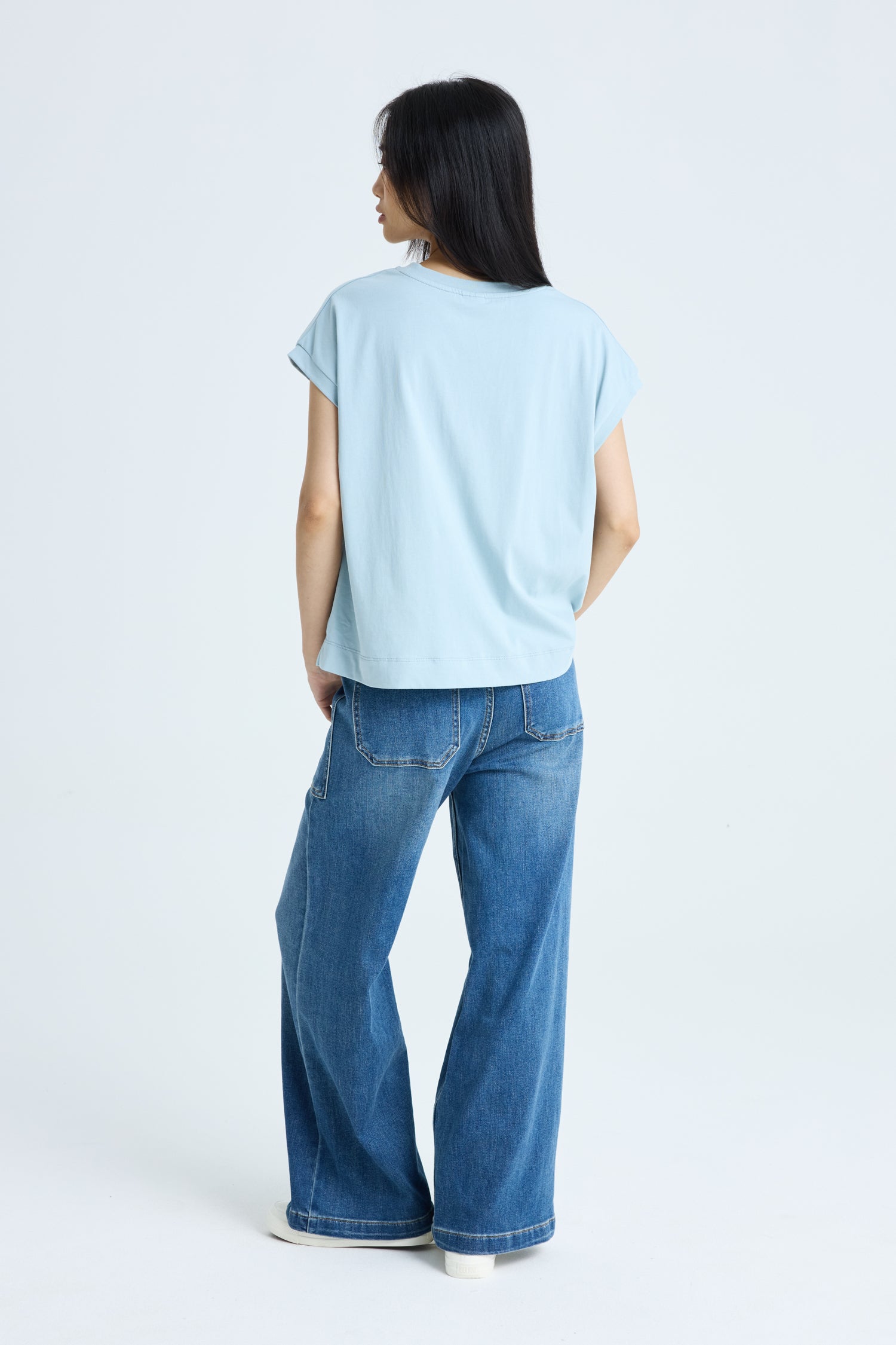 'Off The Grid' Embroidery Tee - Dusty Blue