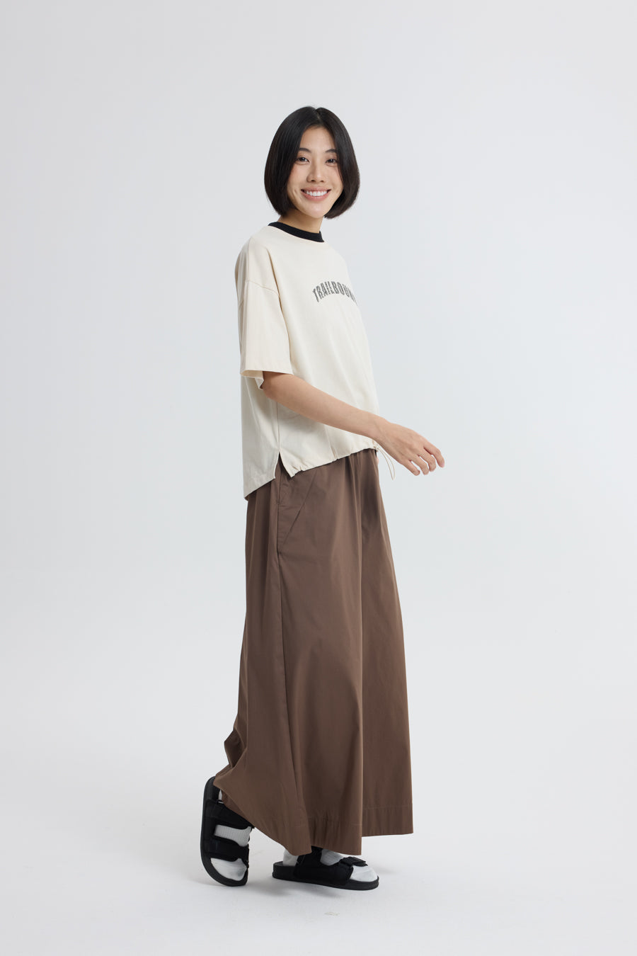 'Trailbound' Embossed Tee - Ecru