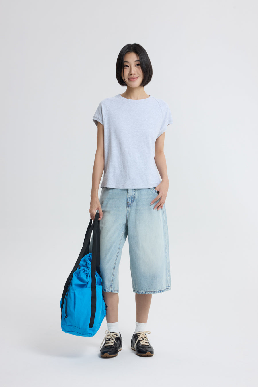 Raglan Sleeve Tee - Light Grey