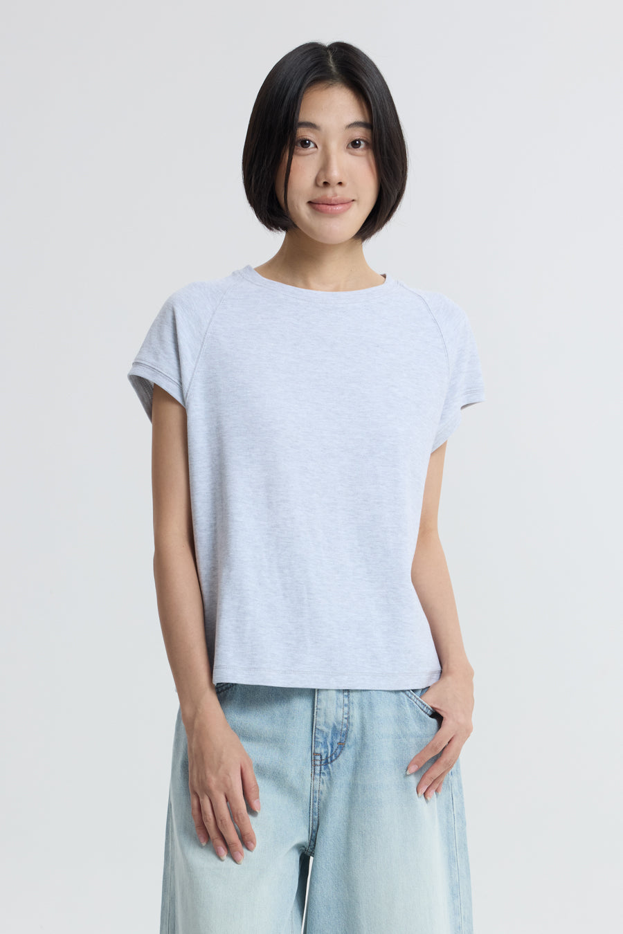 Raglan Sleeve Tee - Light Grey