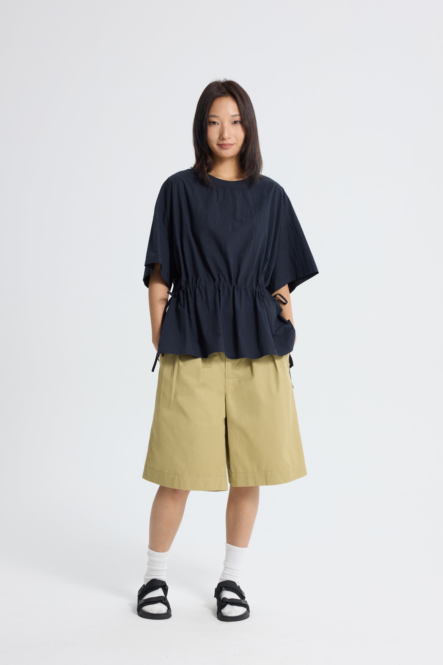 Drawstring Waist Tee - Black