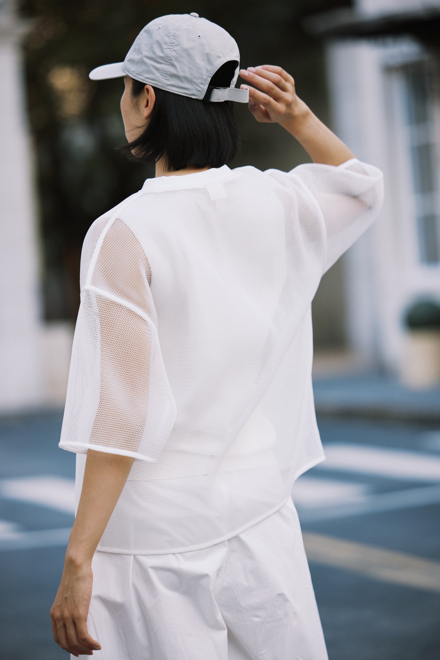 Oversized Mesh Tee - Cream