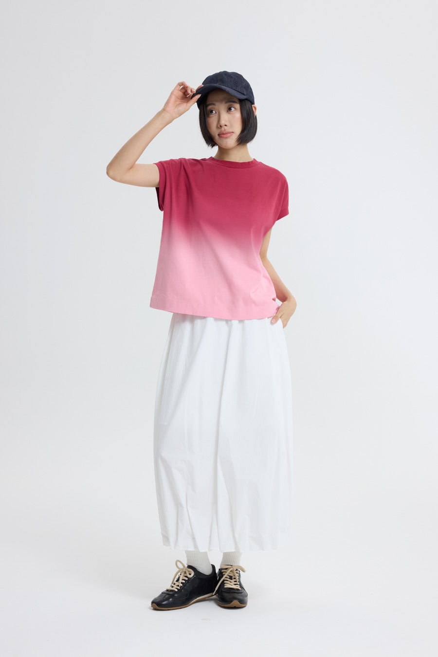 Ombre Cap Sleeve Tee - Burgundy