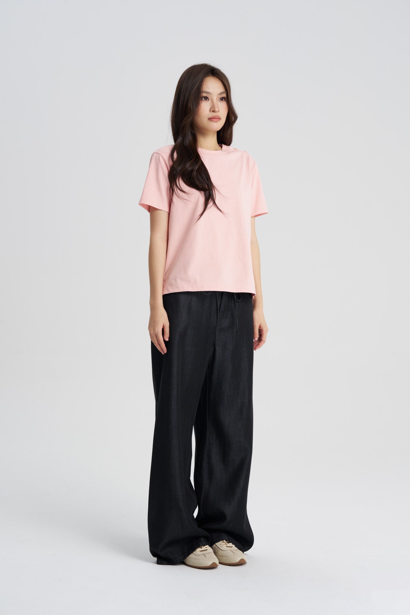 Shoulder Button Tee - Blush