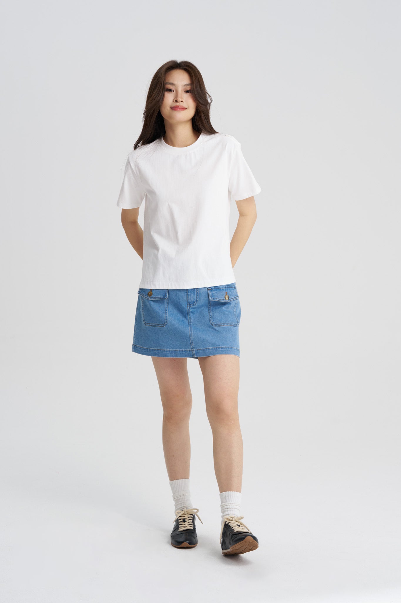Shoulder Button Tee - Cream