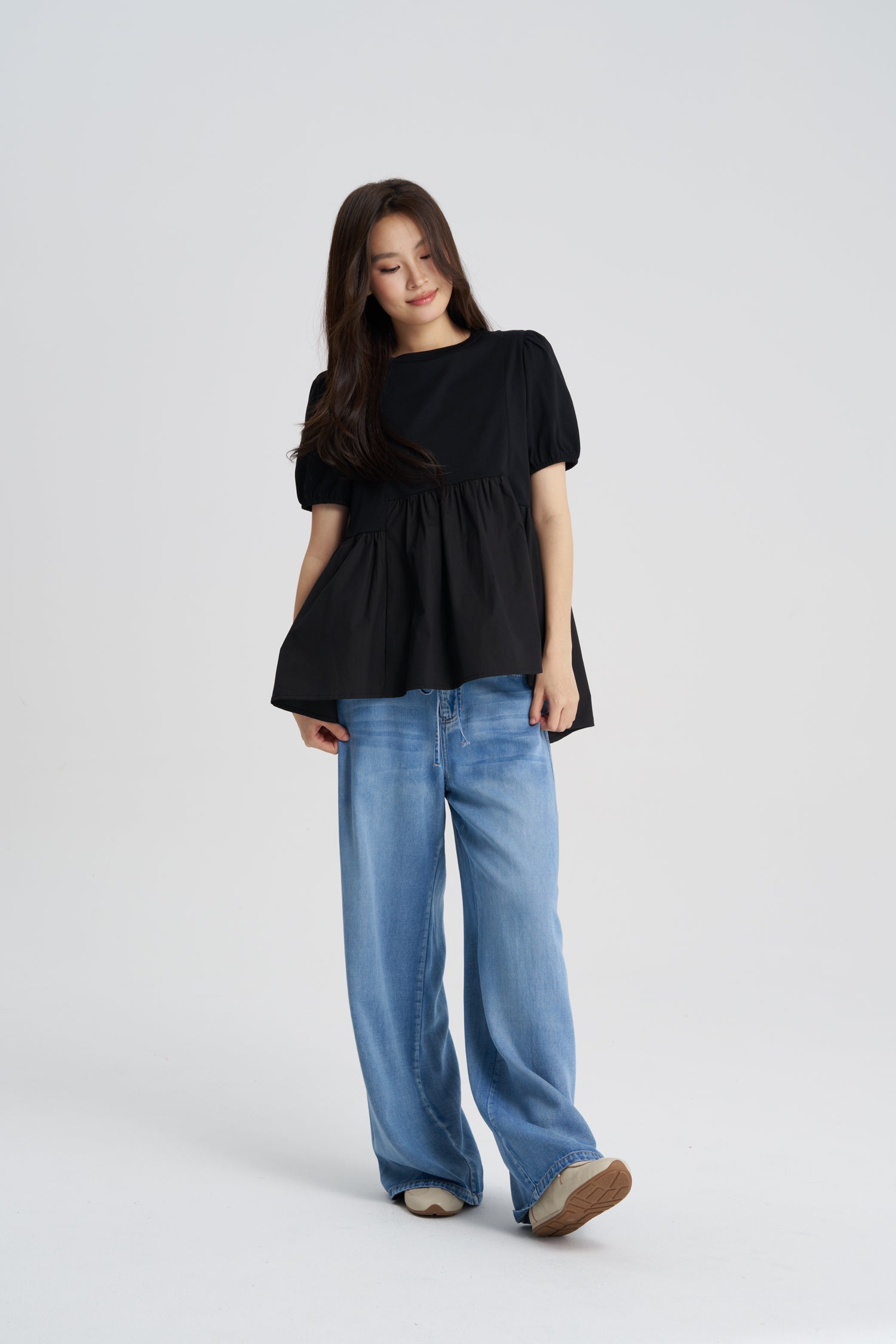 Gathered Tee - Black