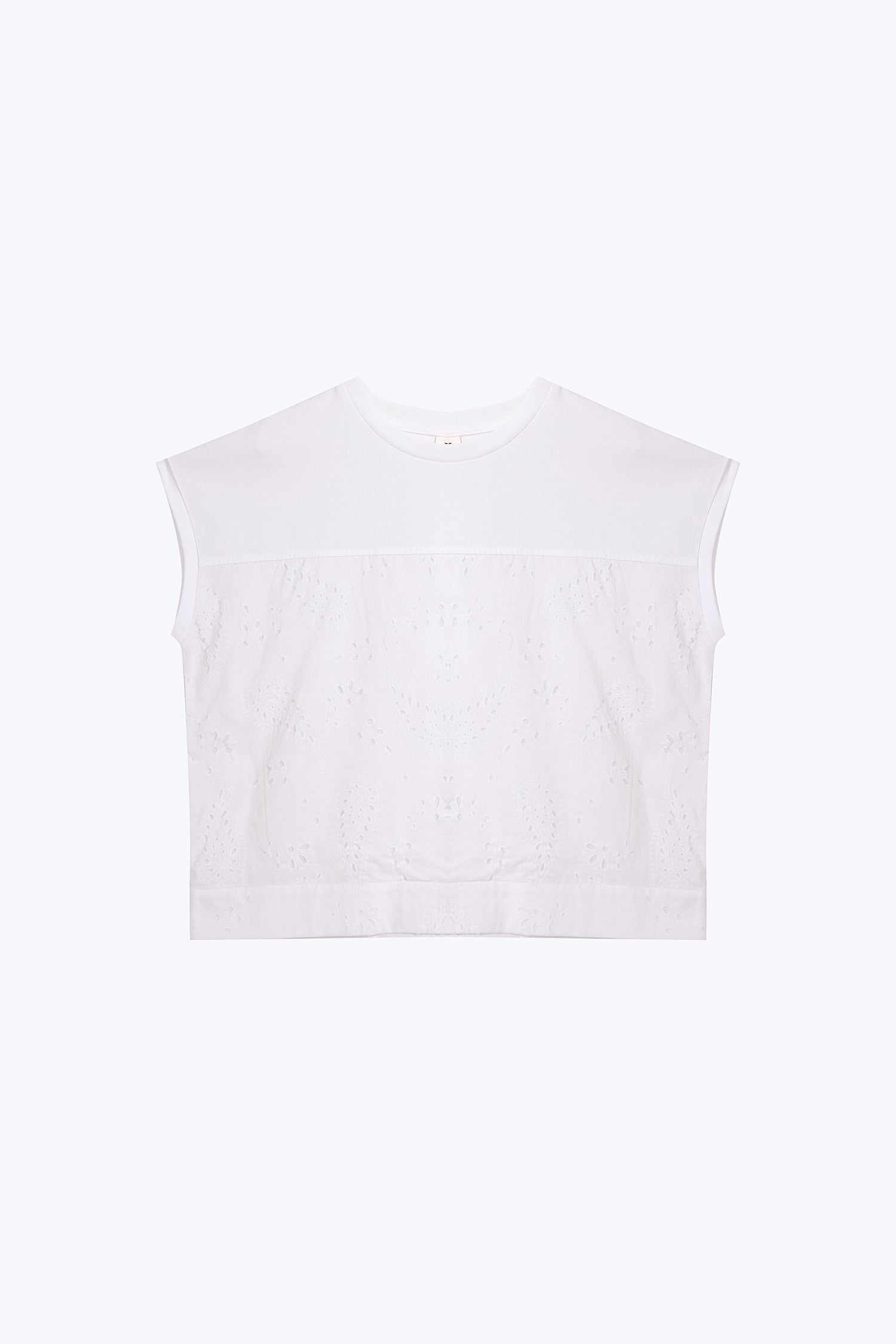 Sleeveless Broderie Blouse - Cream