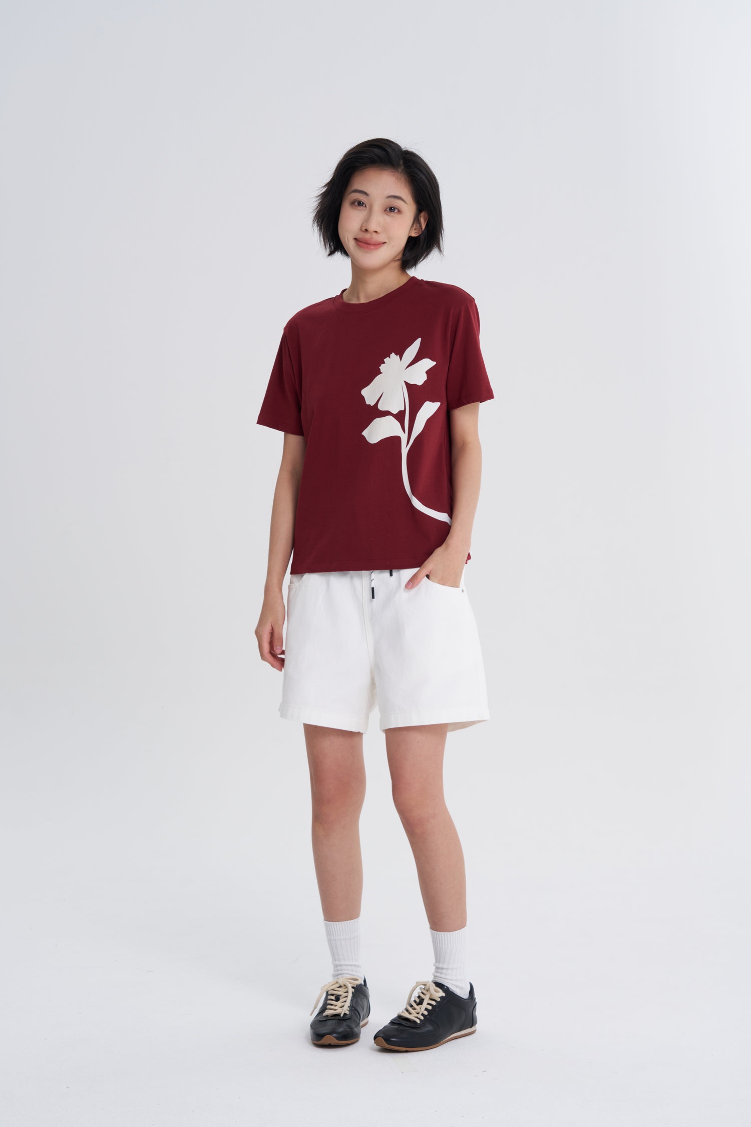 Floral Fortune Tee - Burgundy