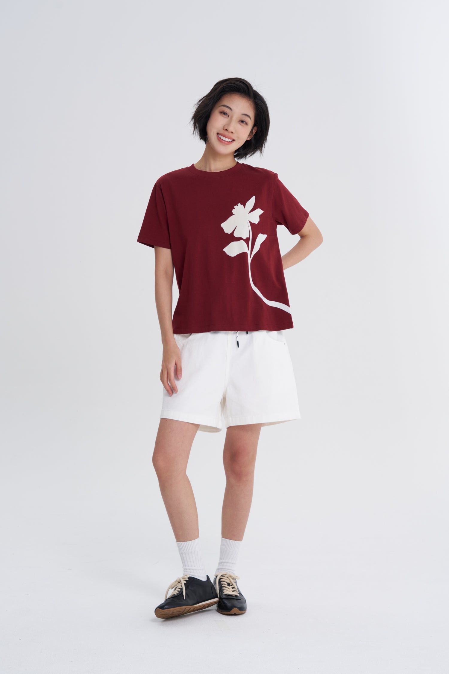 Floral Fortune Tee - Burgundy