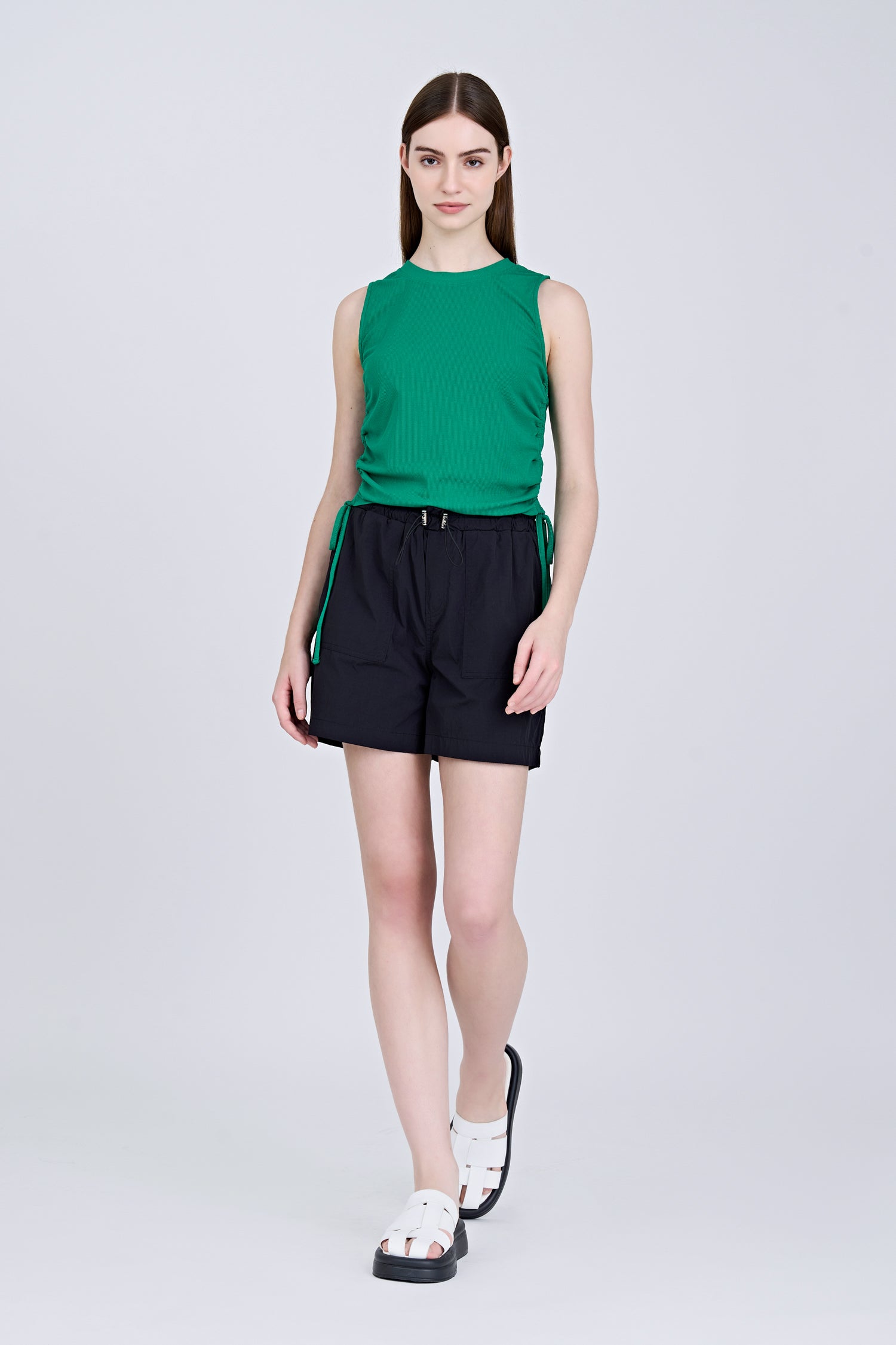 Sleeveless Ruche Tee - Green [AT]