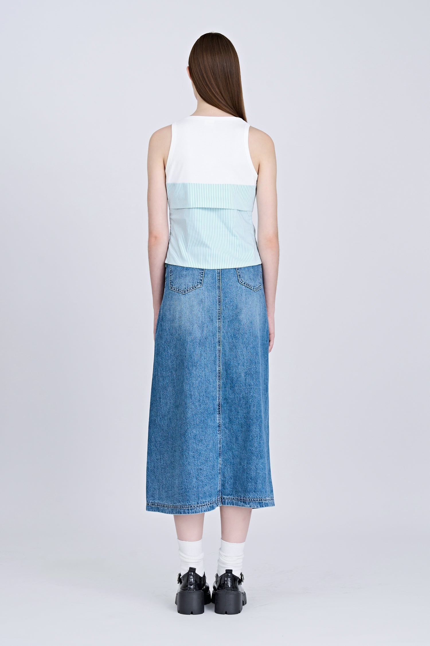 Mock Two-Piece Top - Stripes Green [AT]