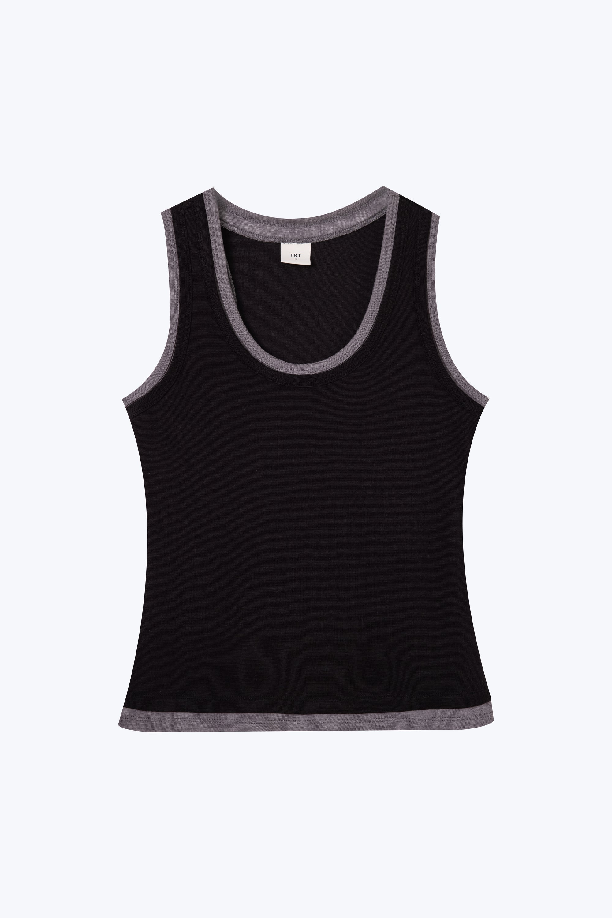 Double Collar Sleeveless Tee - Black