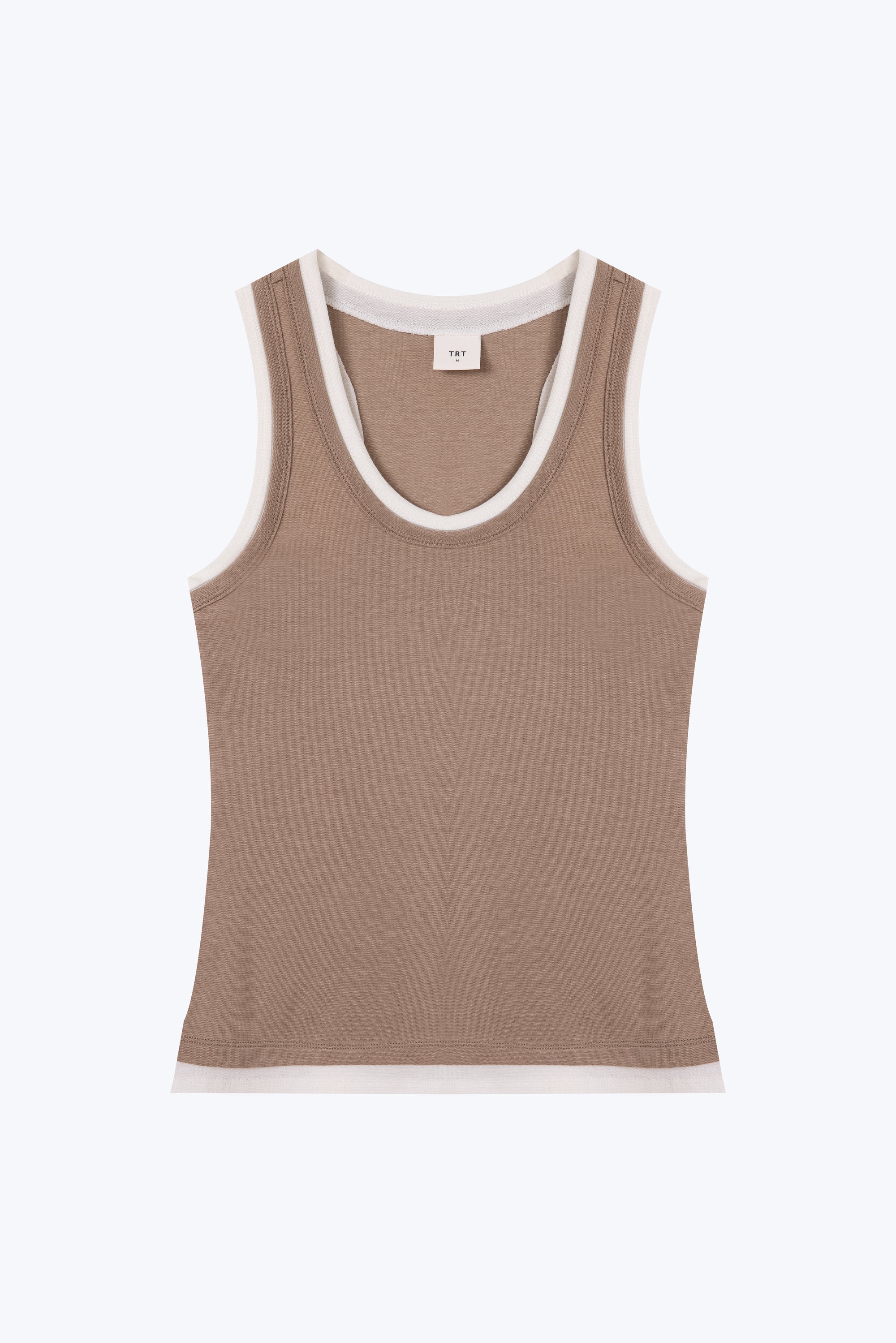 Double Collar Sleeveless Tee - Khaki