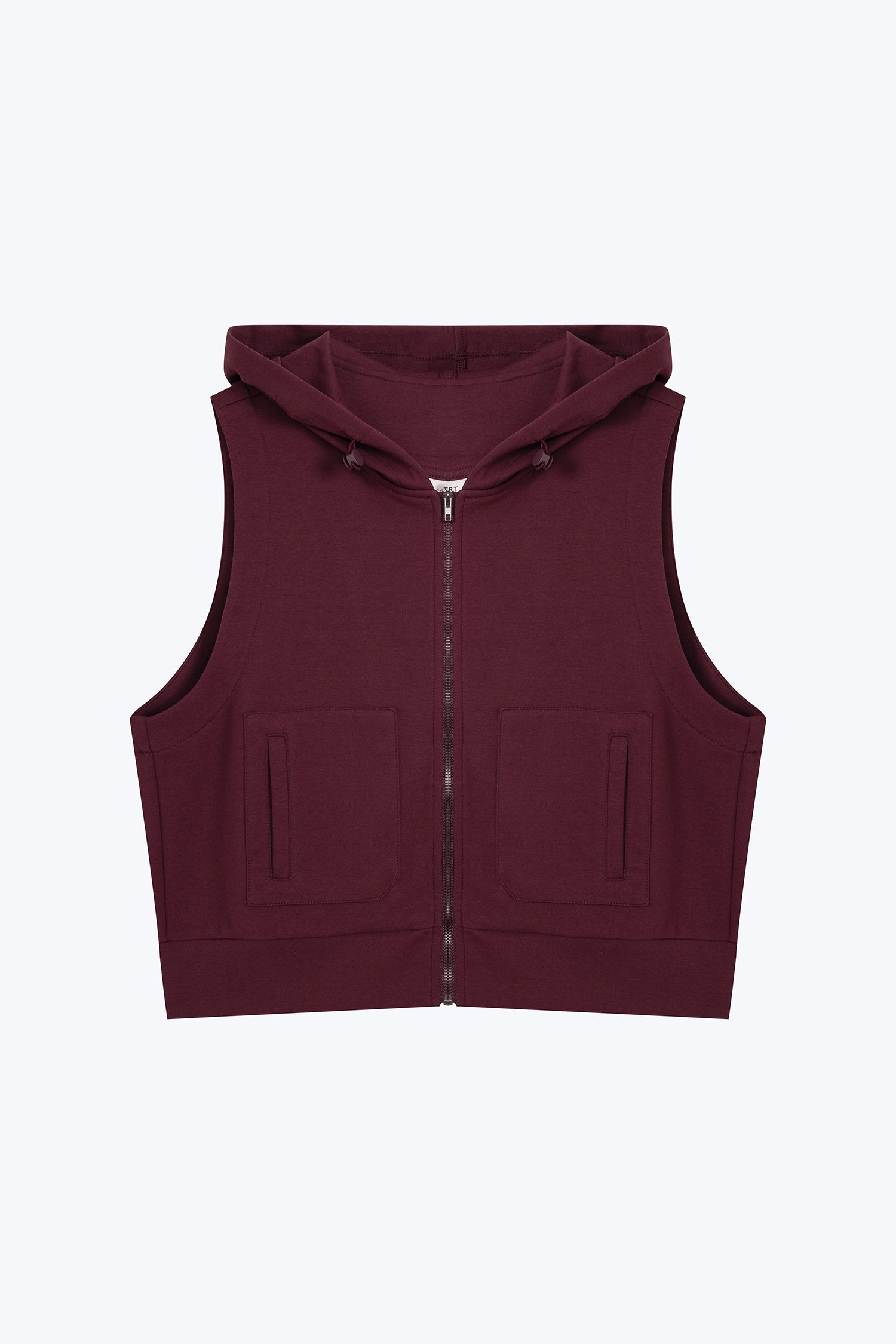 Patch Pocket Hoodie Vest - Burgundy