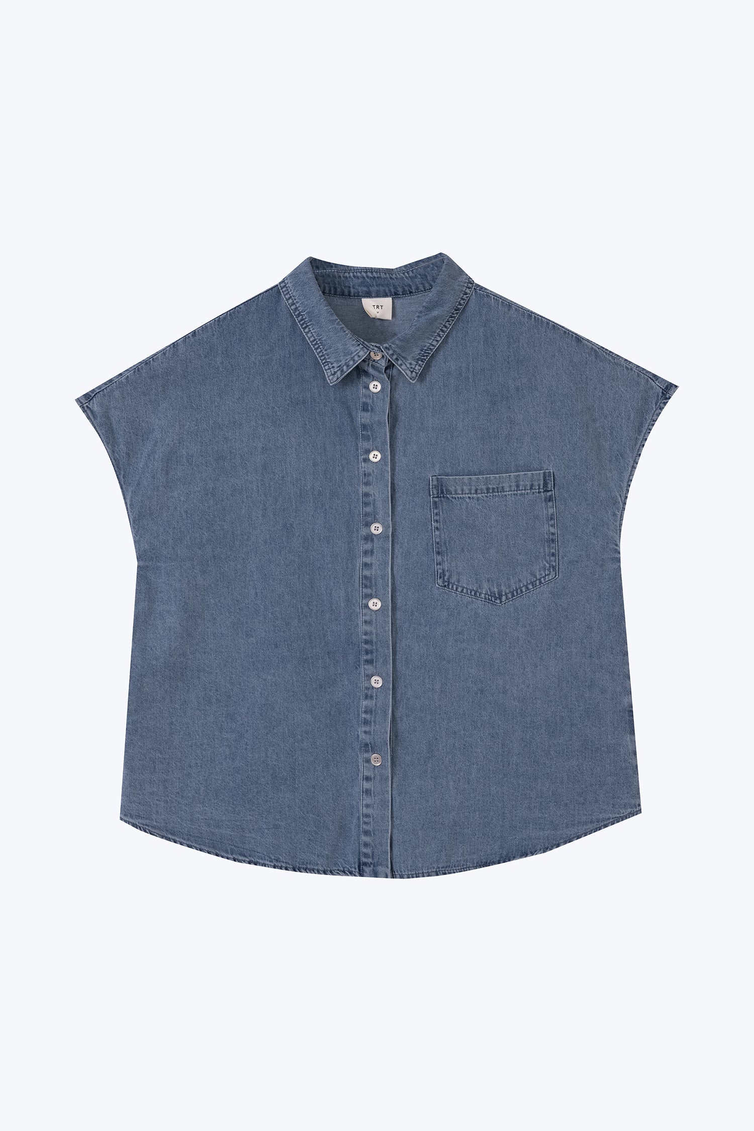 Denim Cap Sleeve Blouse - Denim