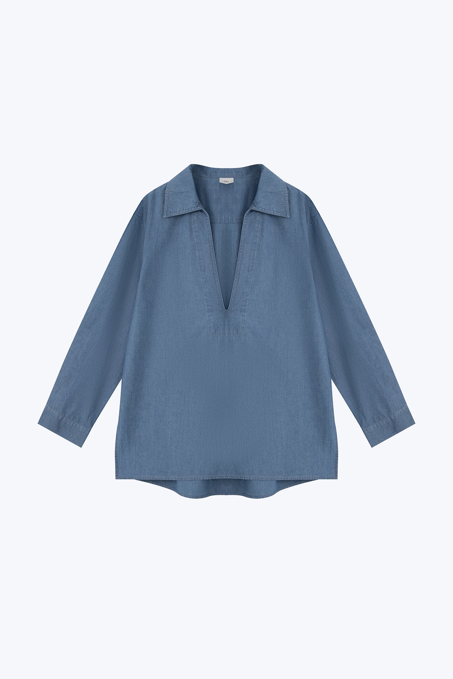 Denim Long Sleeve Blouse - Denim