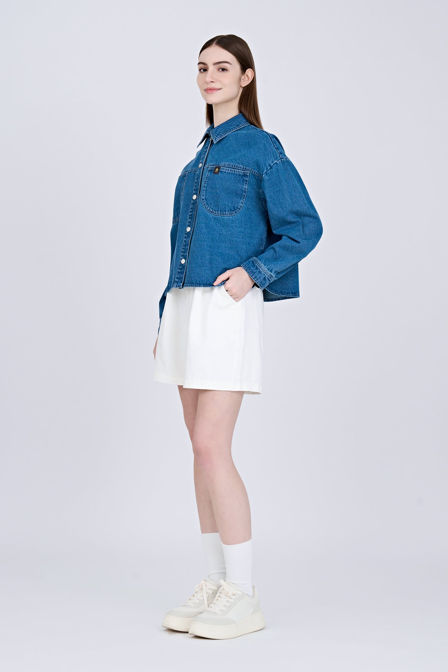 Denim Patch Pocket Outer Shirt - Denim
