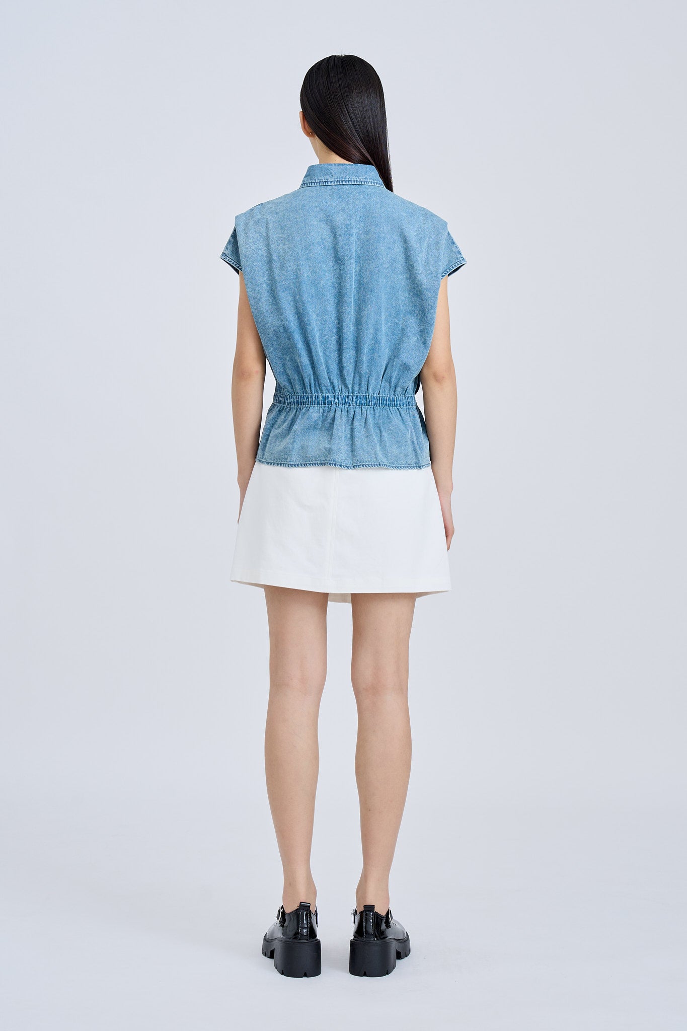Drawcord Blouse - Denim