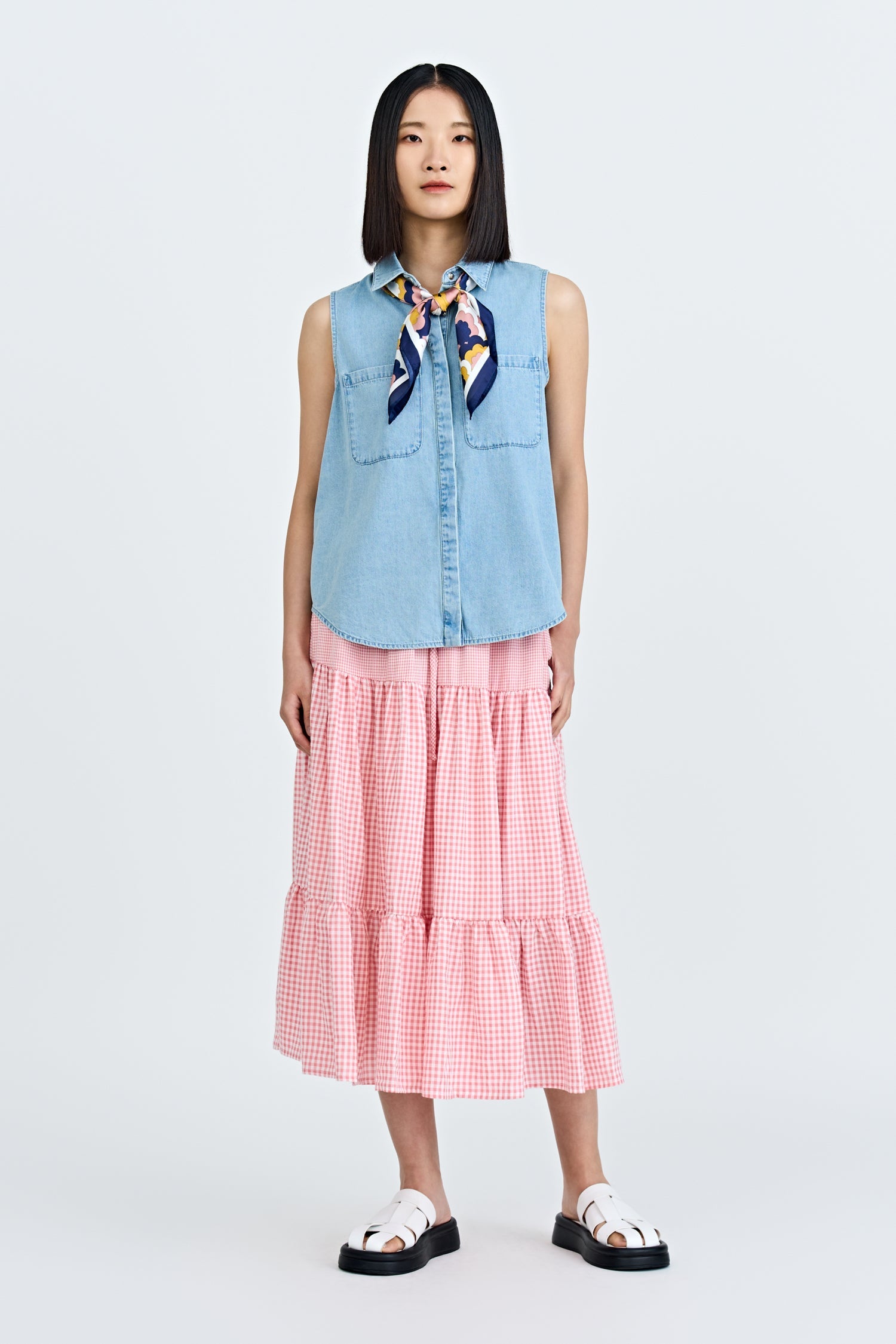 Denim Sleeveless Blouse - Light Denim